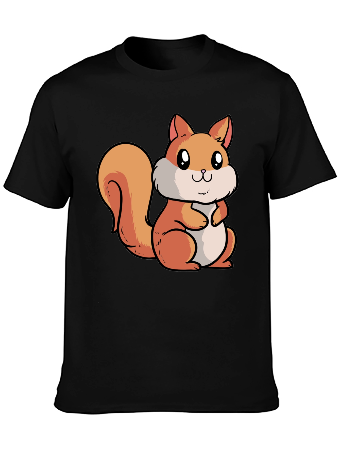 Cute Squirrel Graphic T-Shirt - Black Cotton Tee