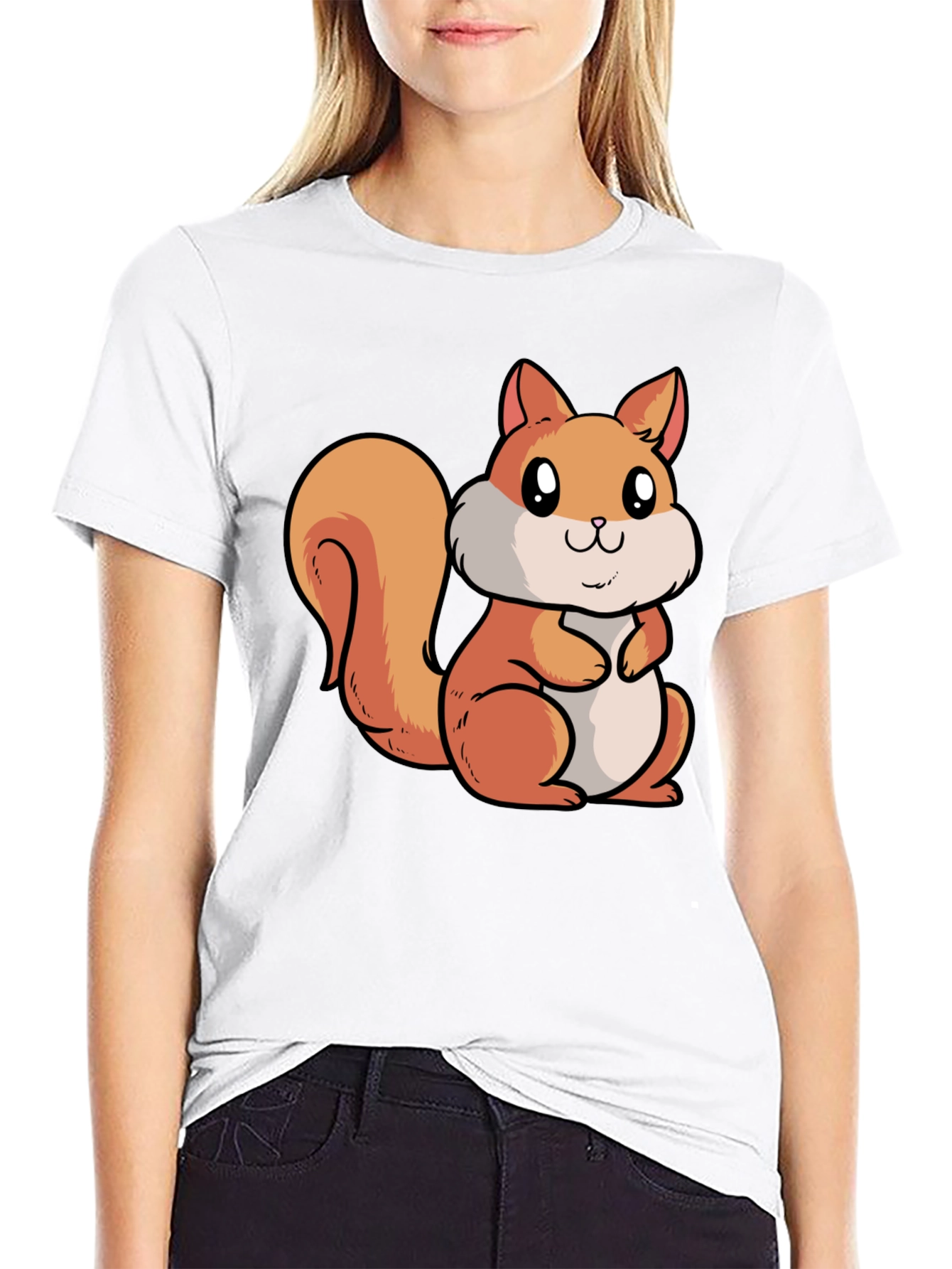 Cute Squirrel Graphic T-Shirt - Black Cotton Tee