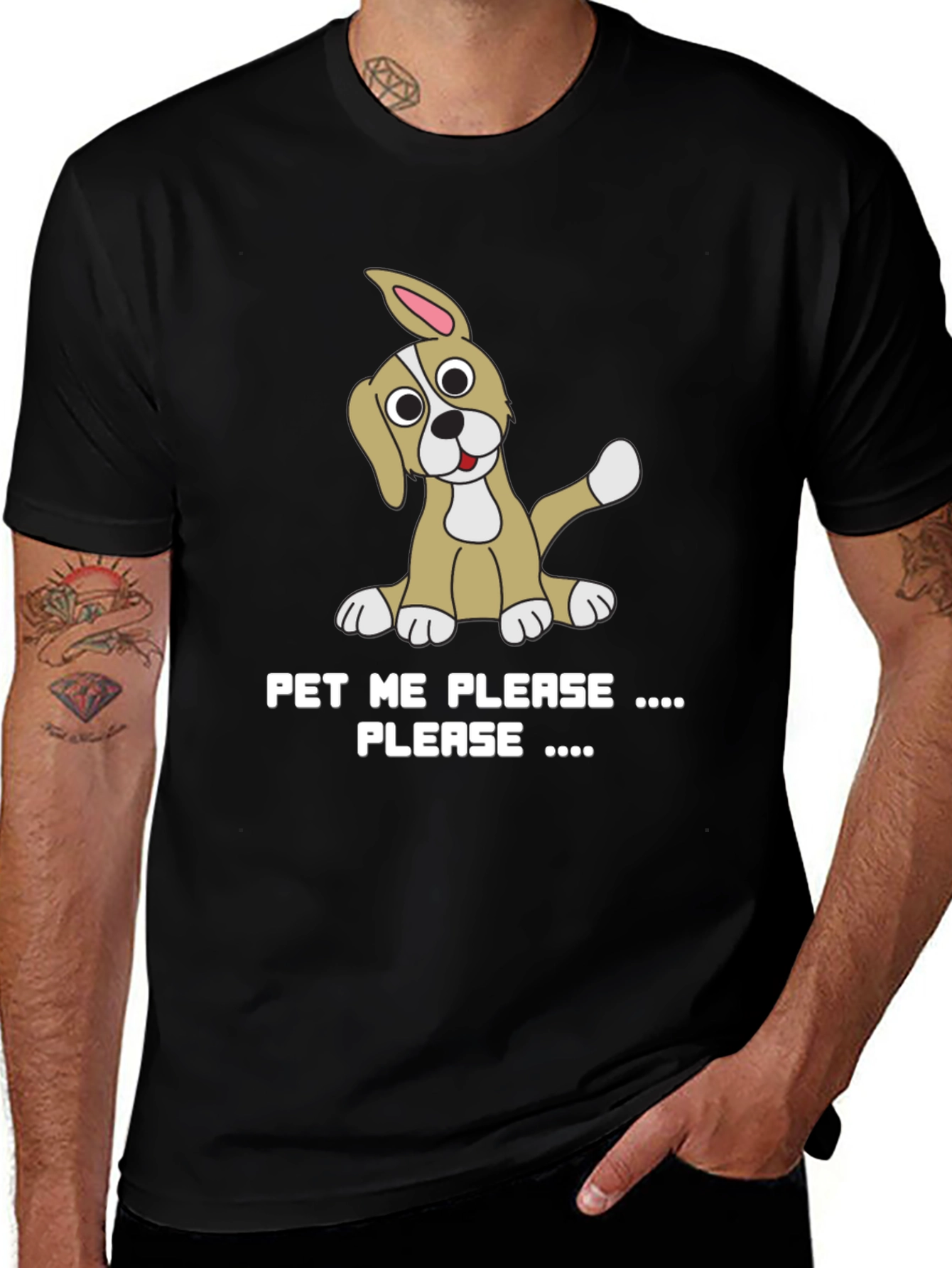 Pet Me Please Graphic Tee - Cute Puppy Design