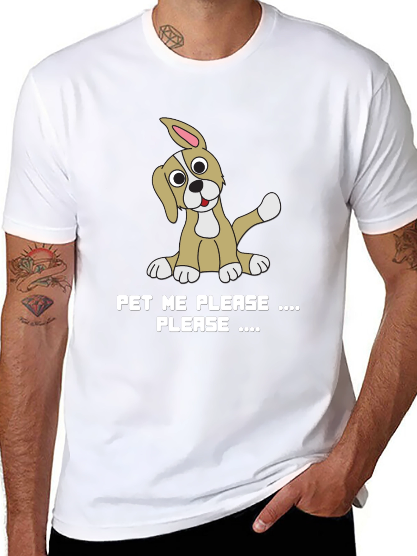 Pet Me Please Graphic Tee - Cute Puppy Design