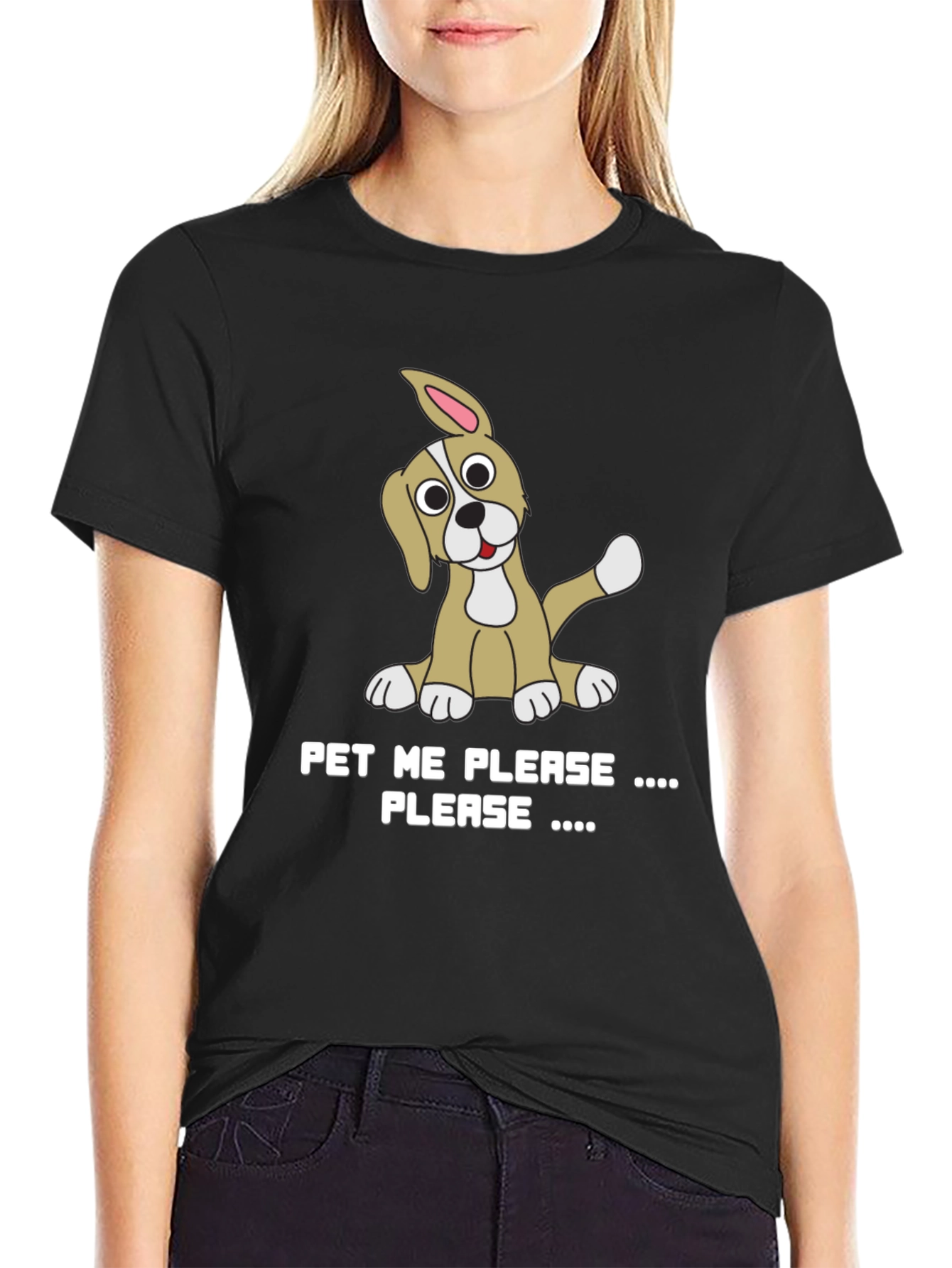 Pet Me Please Graphic Tee - Cute Puppy Design