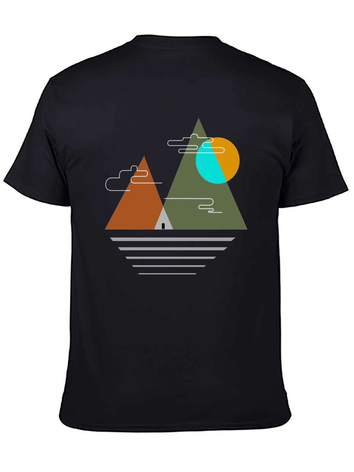 Geometric Mountain Graphic Tee - Black