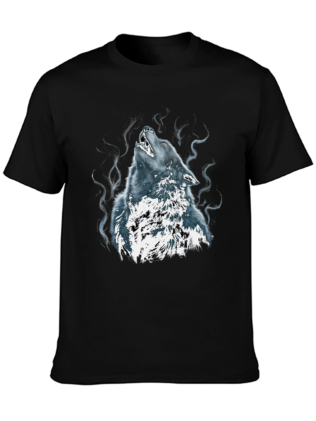 Wolf Graphic Tee - Black Cotton Blend T-Shirt