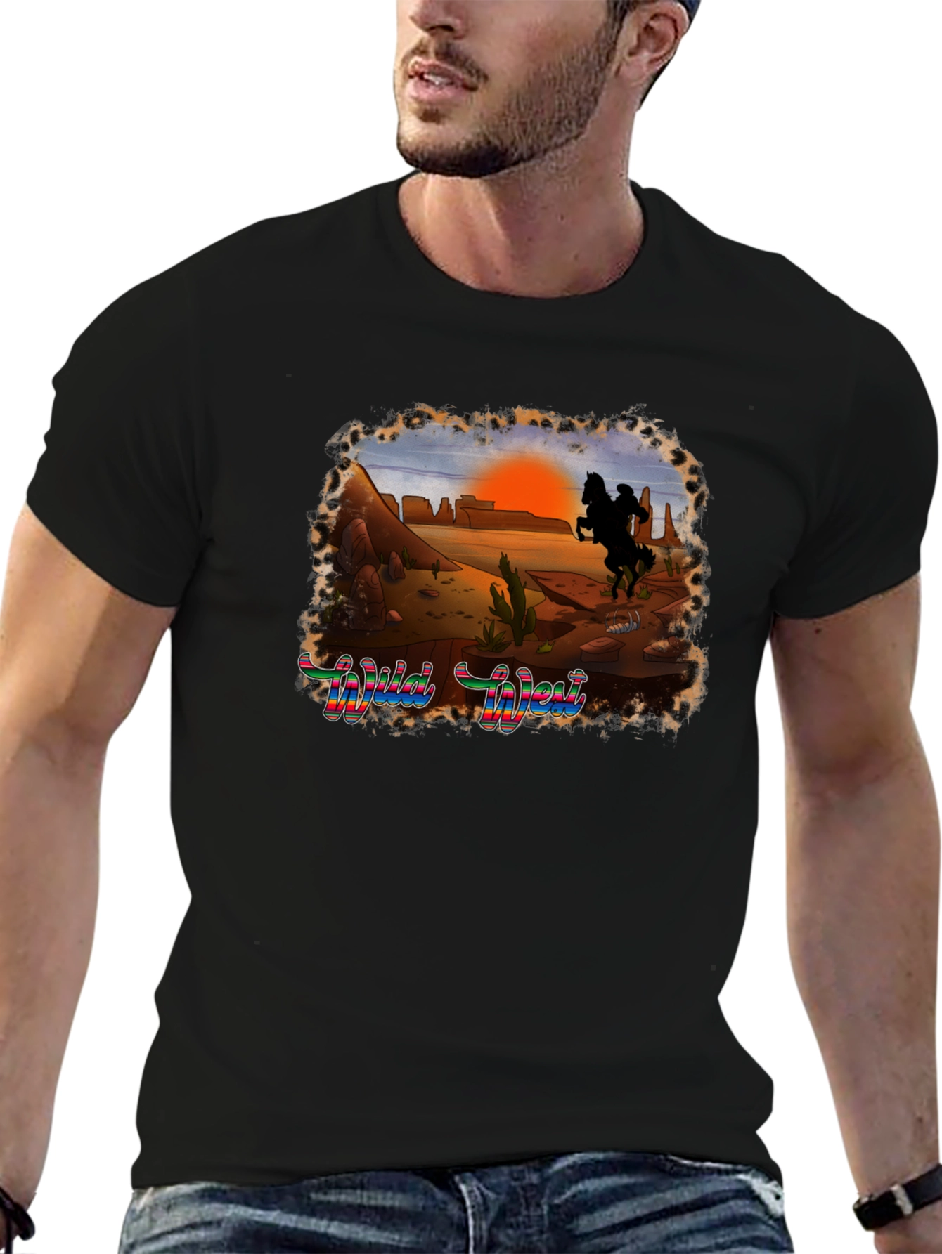 Wild West Graphic Tee - Cowboy Desert Sunset T-Shirt