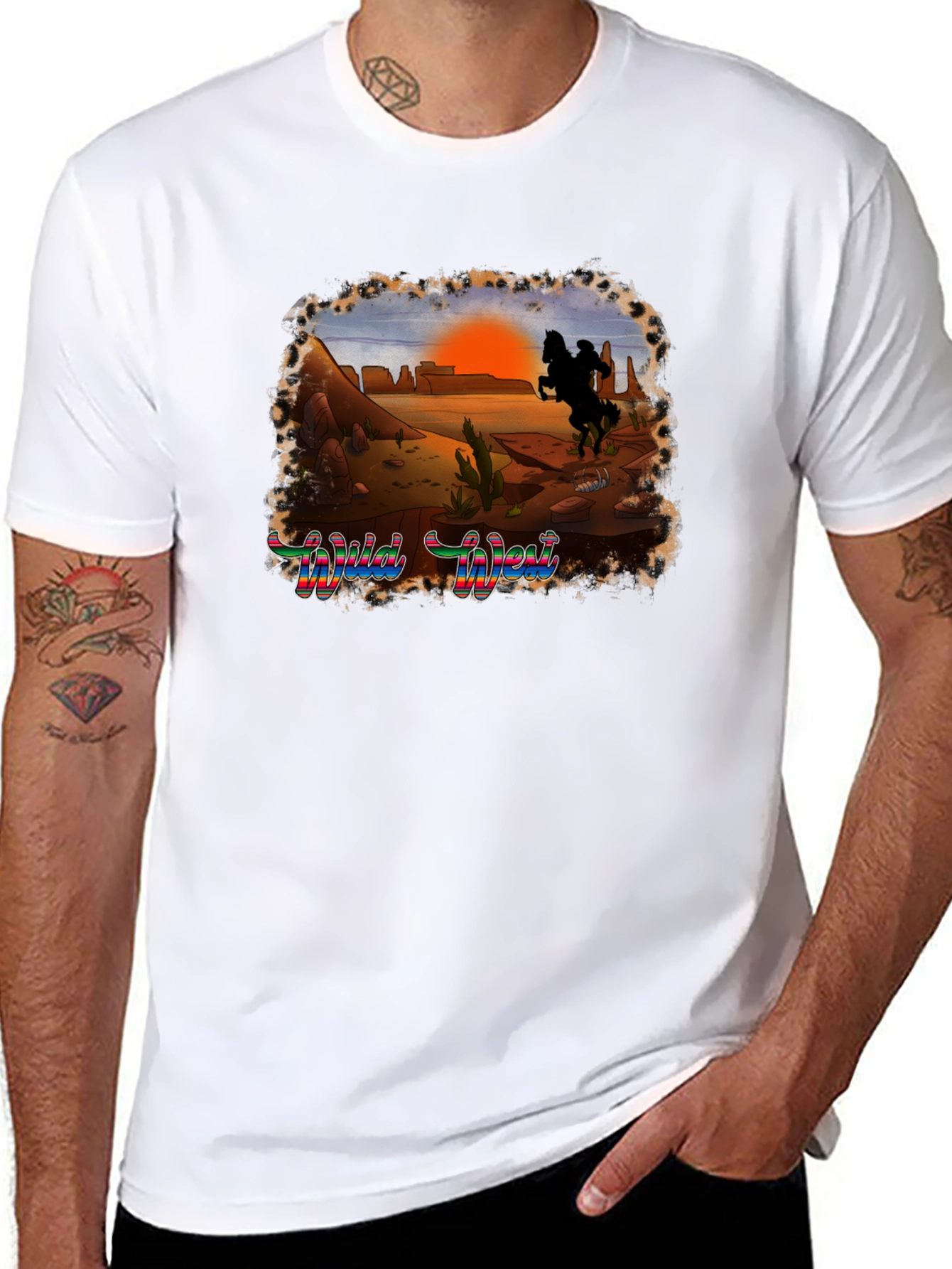 Wild West Graphic Tee - Cowboy Desert Sunset T-Shirt