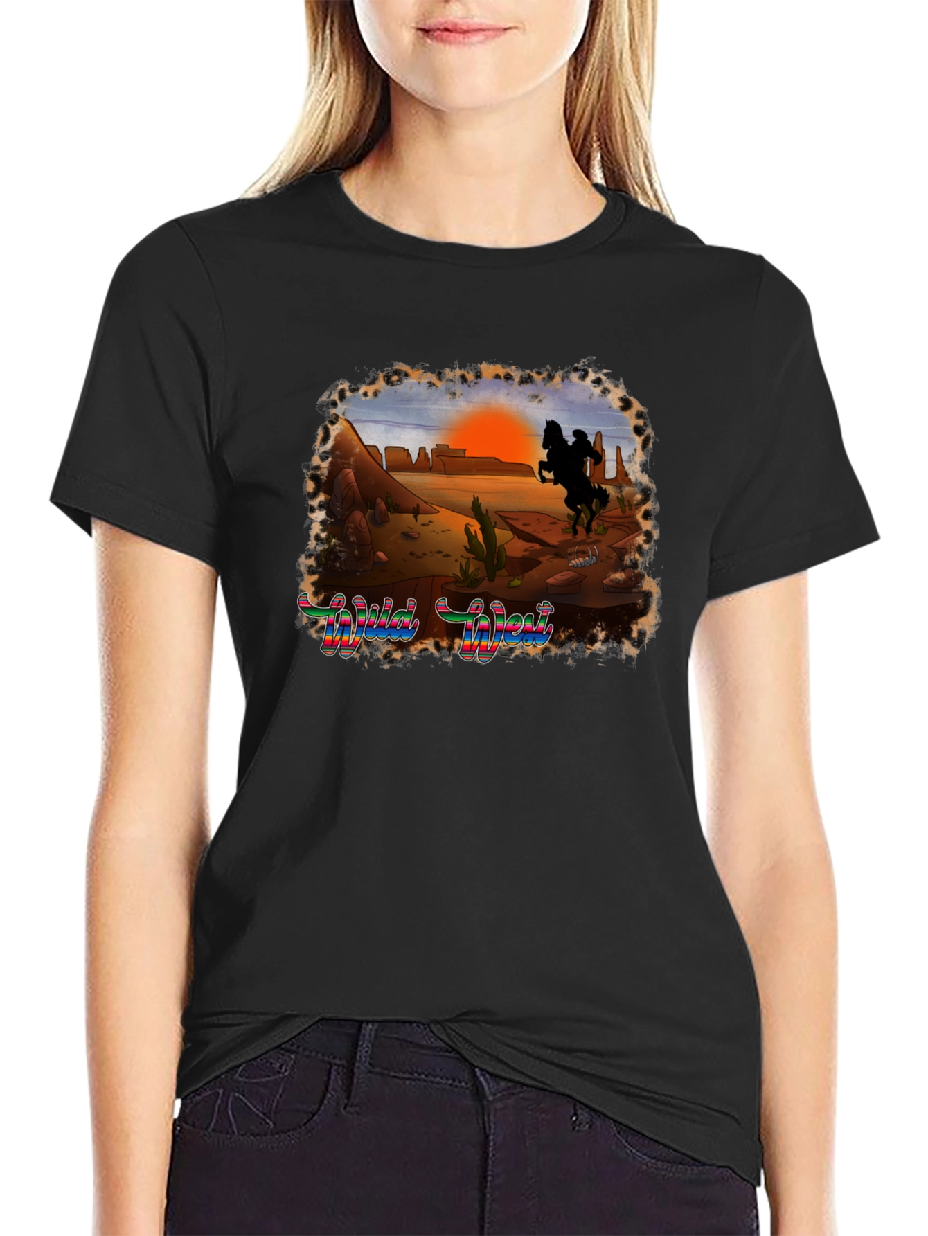 Wild West Graphic Tee - Cowboy Desert Sunset T-Shirt