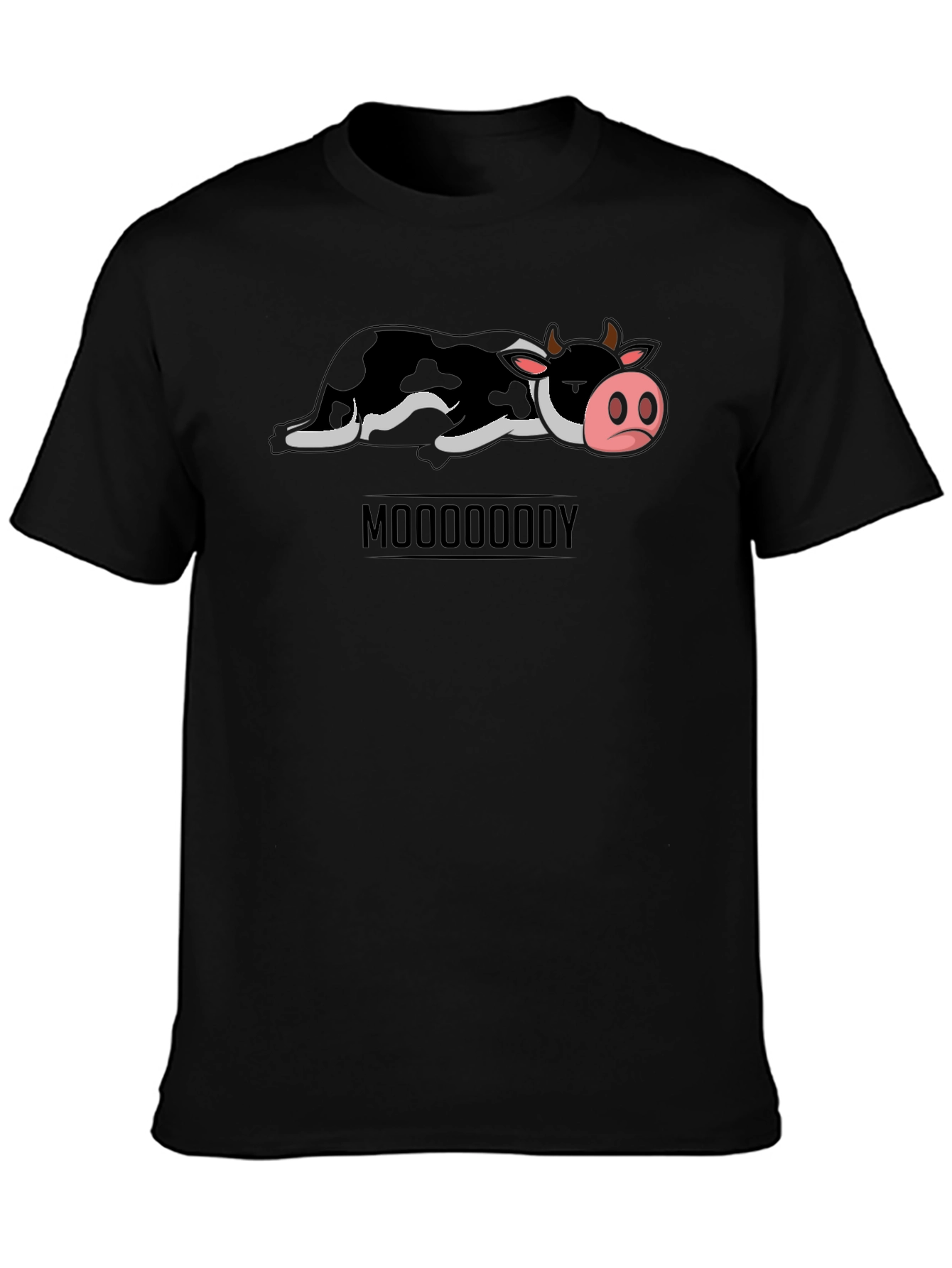 Mooooody Graphic Tee - Funny Cow Design