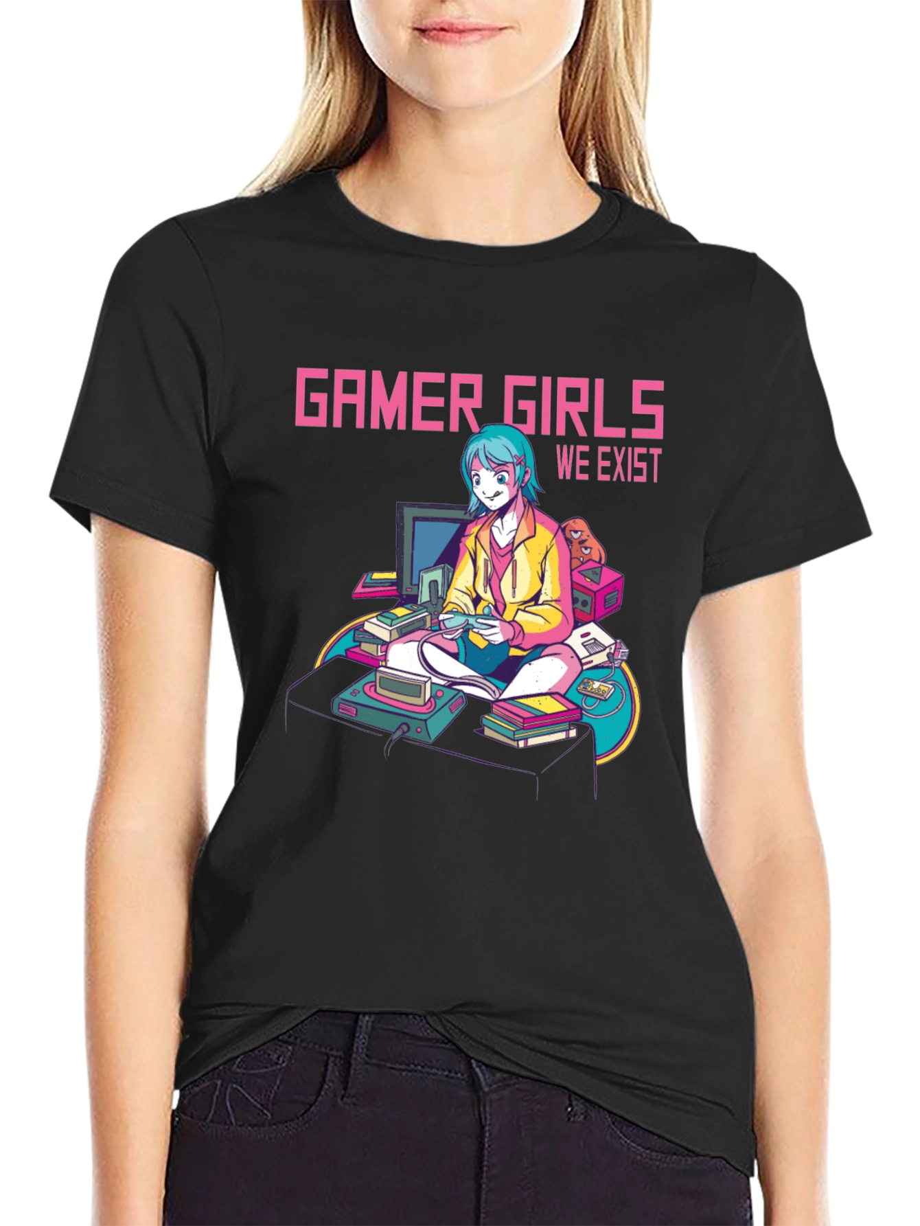Gamer Girls We Exist T-Shirt - Black