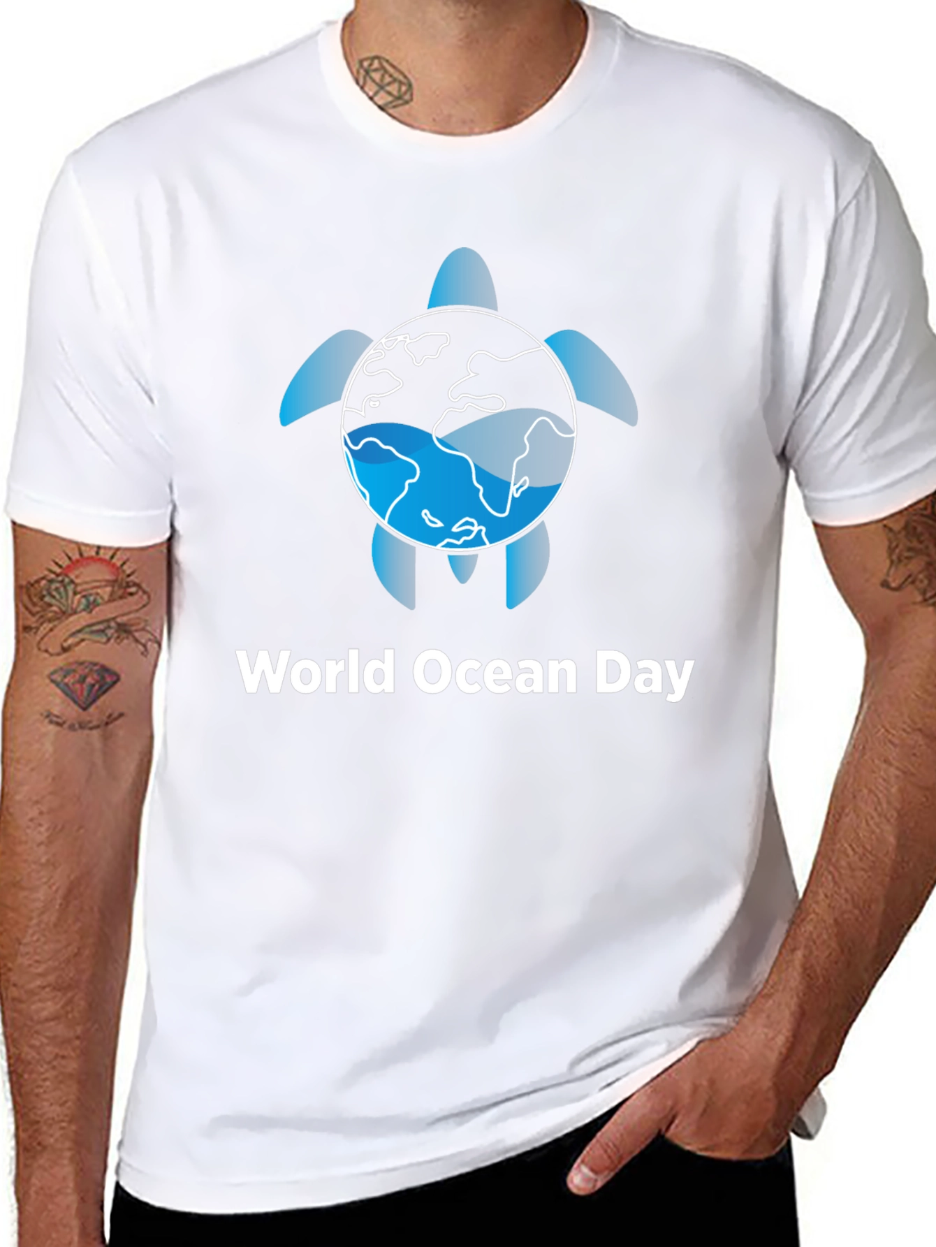 World Ocean Day Turtle Earth Graphic T-Shirt