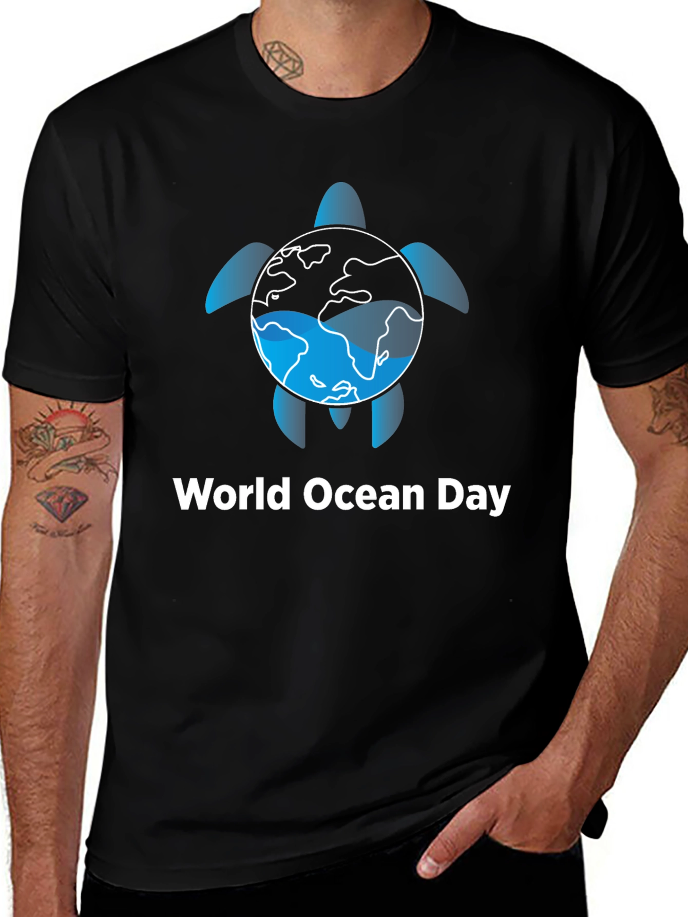 World Ocean Day Turtle Earth Graphic T-Shirt