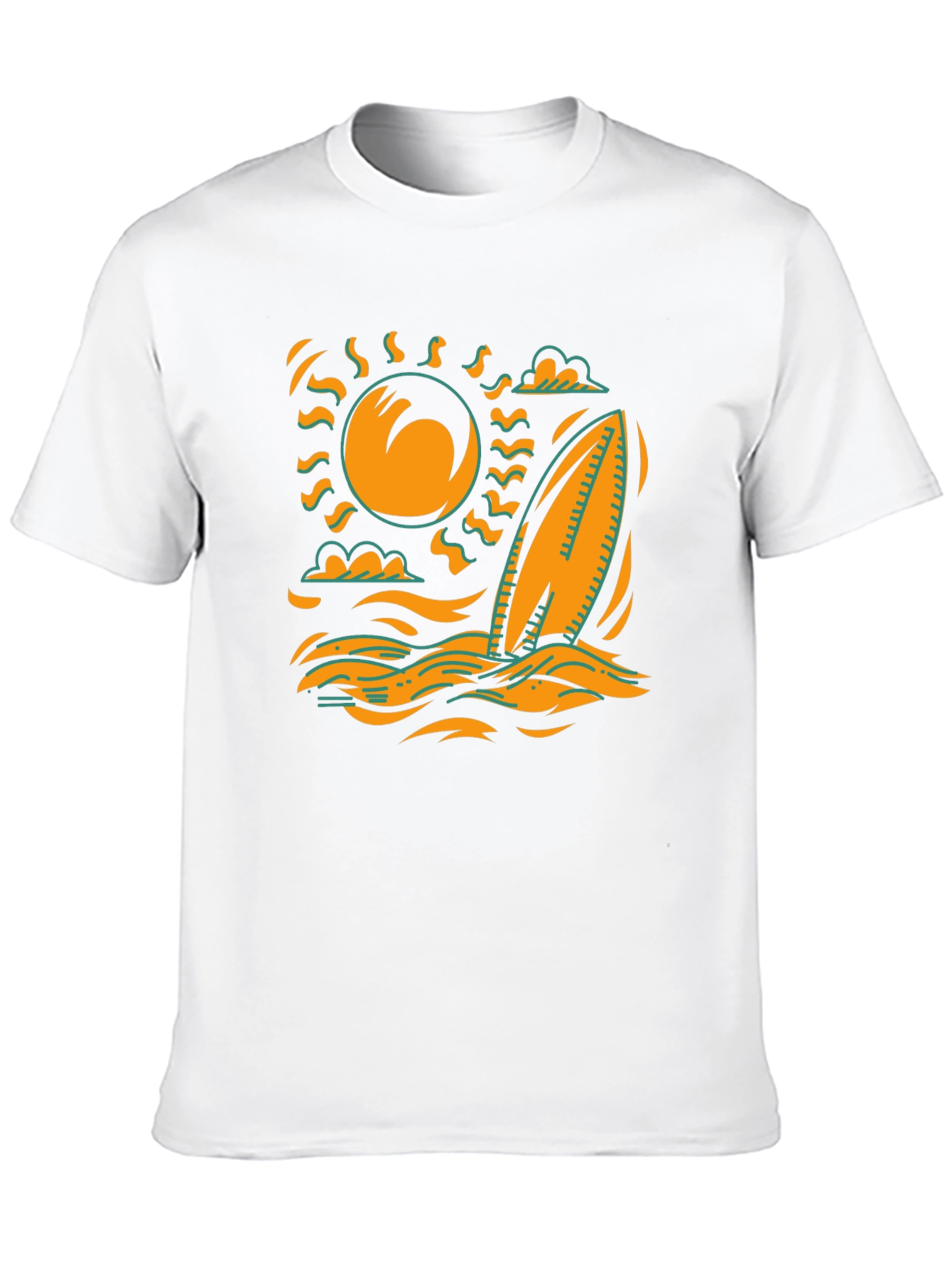 Surfboard Sun Graphic Tee - Black Cotton T-Shirt