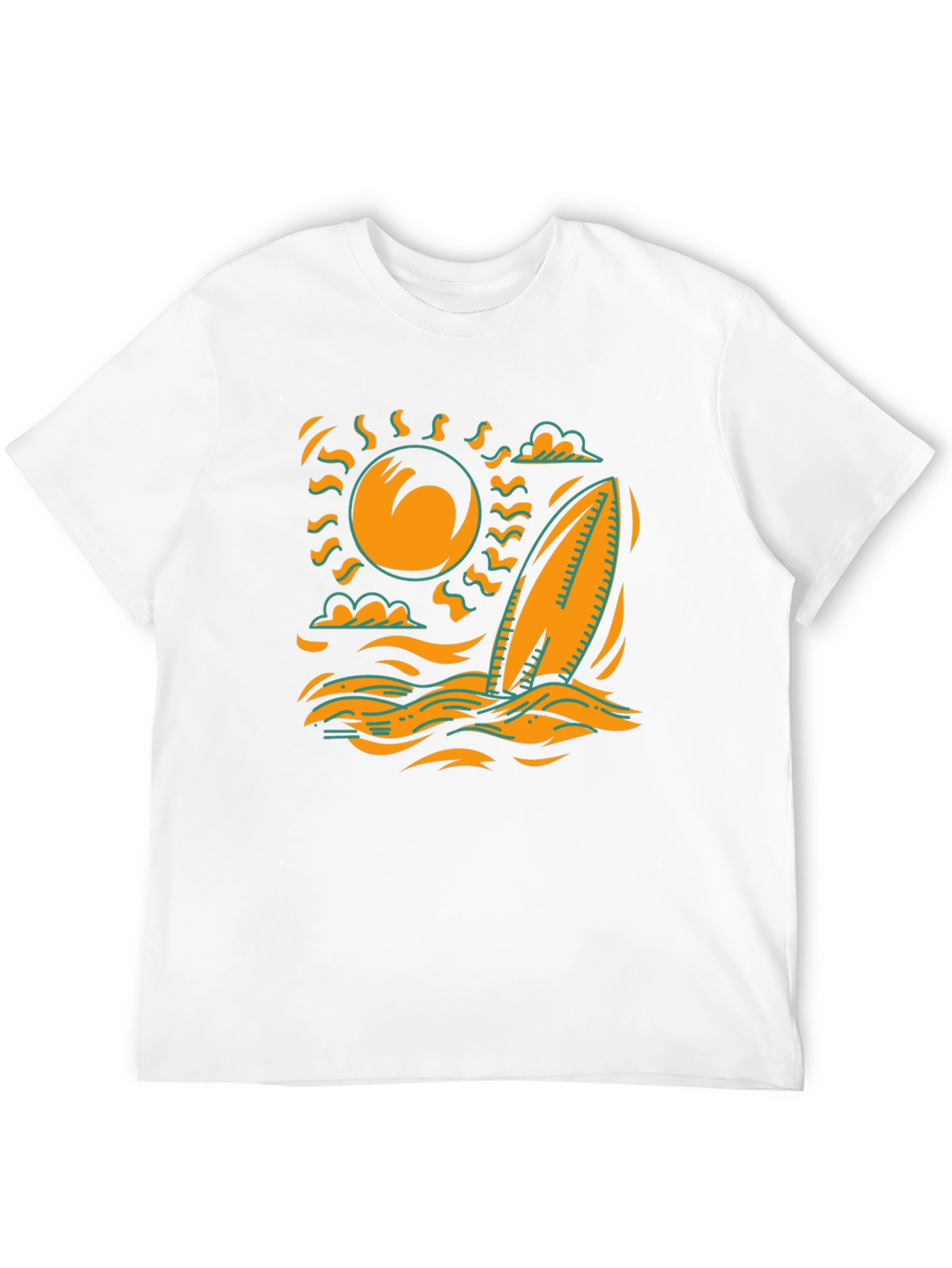 Surfboard Sun Graphic Tee - Black Cotton T-Shirt