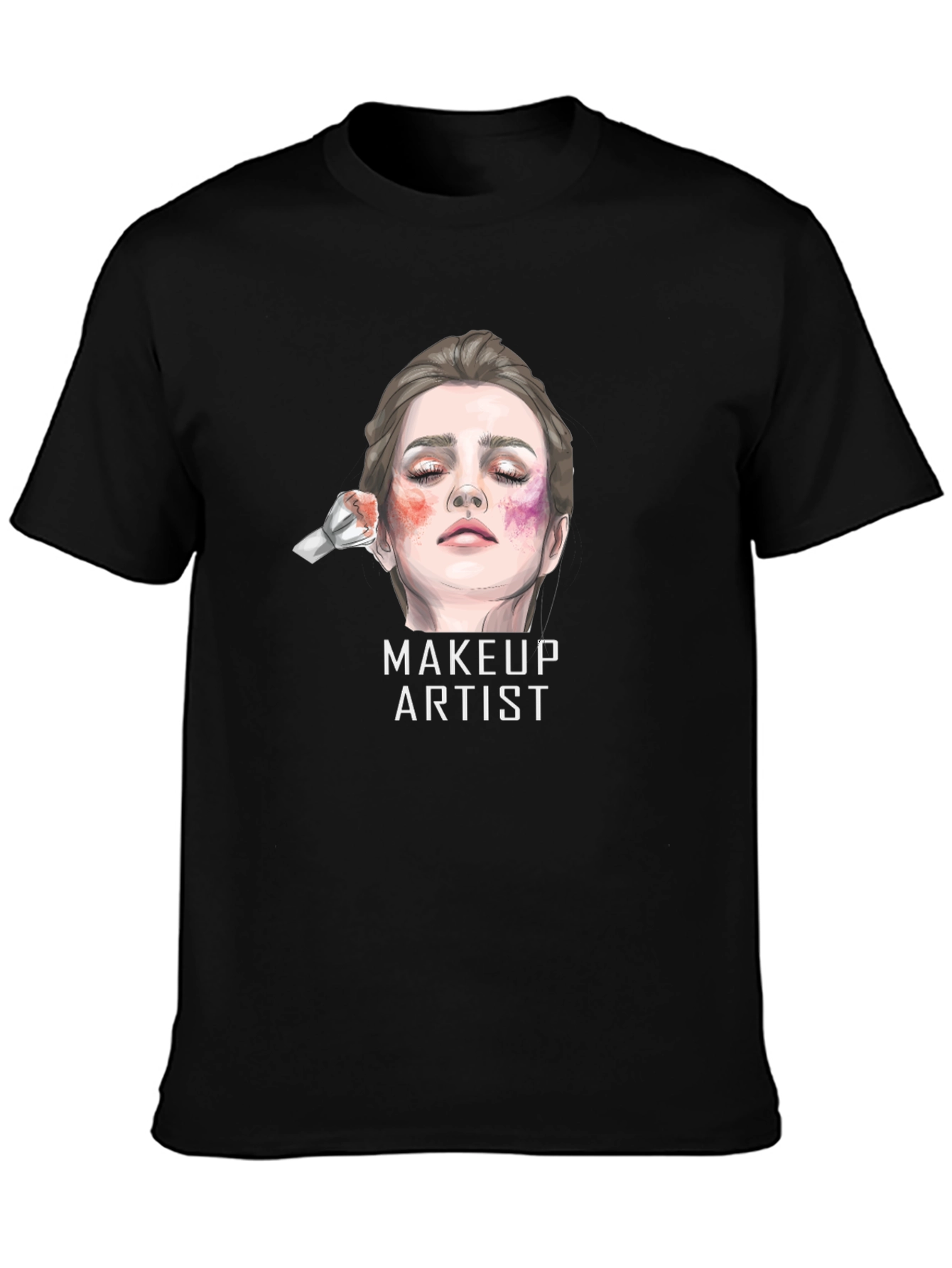 Makeup Artist Graphic Tee - Unisex Black Cotton T-Shirt