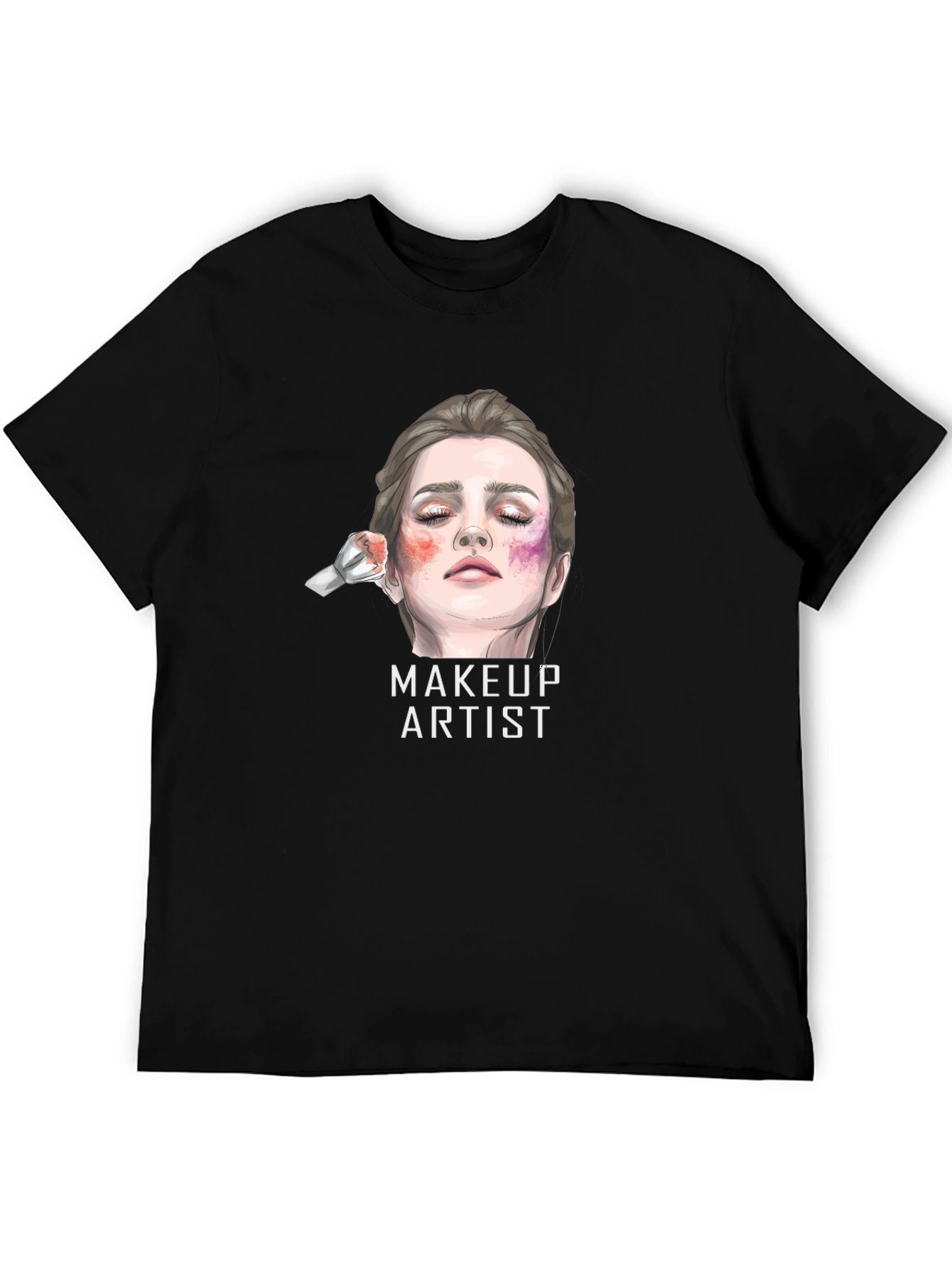 Makeup Artist Graphic Tee - Unisex Black Cotton T-Shirt