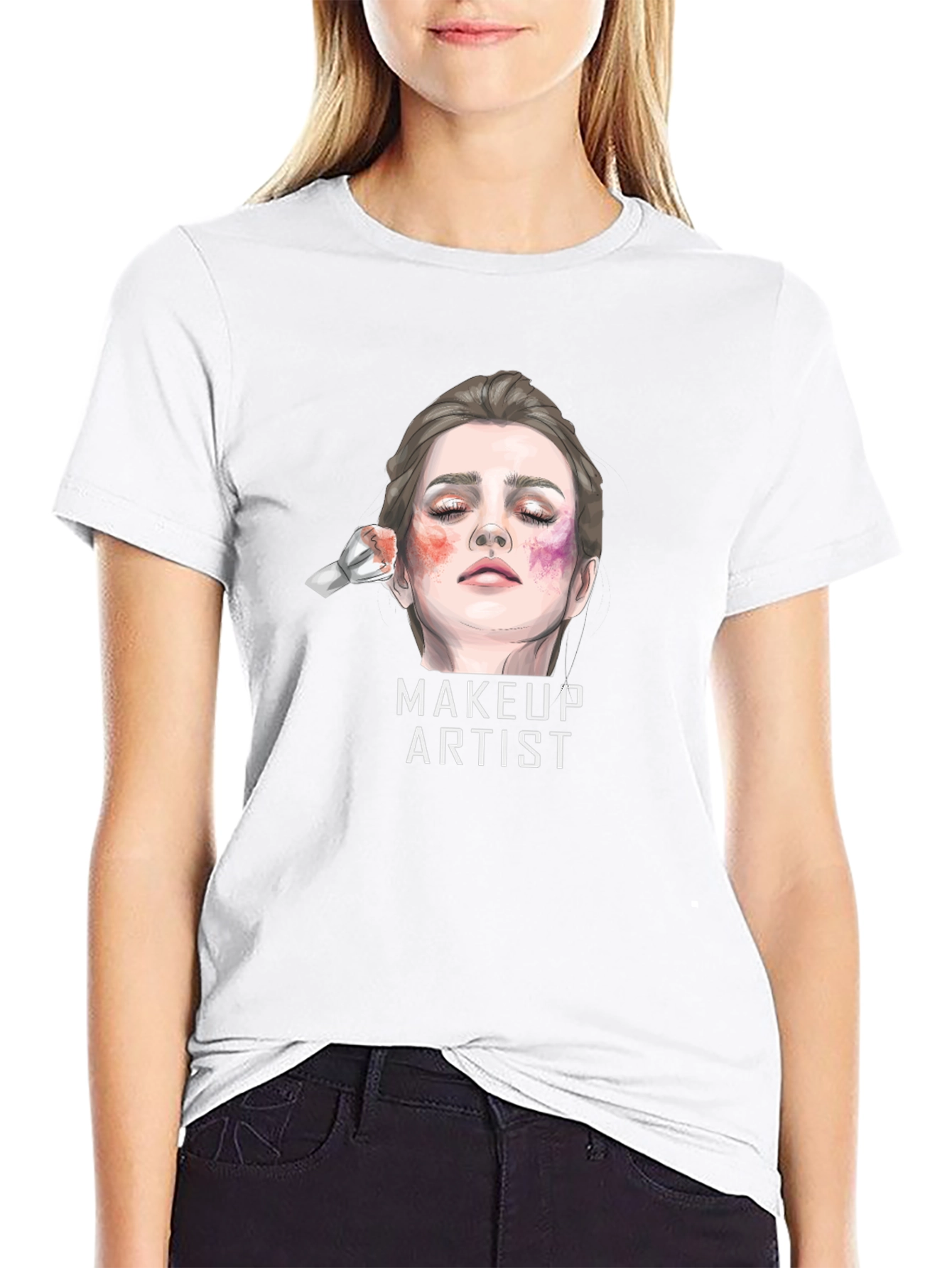 Makeup Artist Graphic Tee - Unisex Black Cotton T-Shirt
