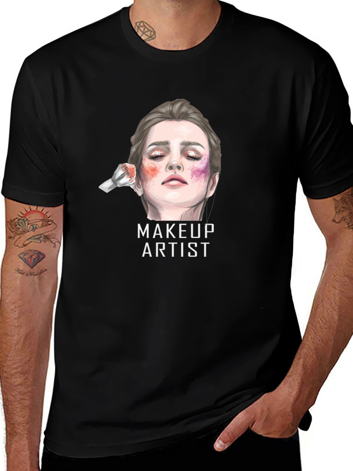 Makeup Artist Graphic Tee - Unisex Black Cotton T-Shirt