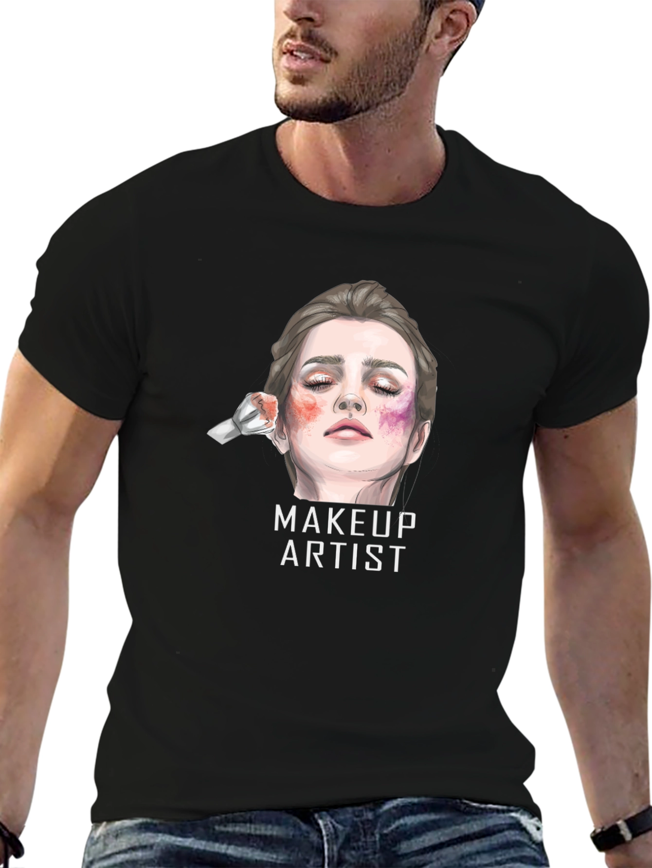 Makeup Artist Graphic Tee - Unisex Black Cotton T-Shirt