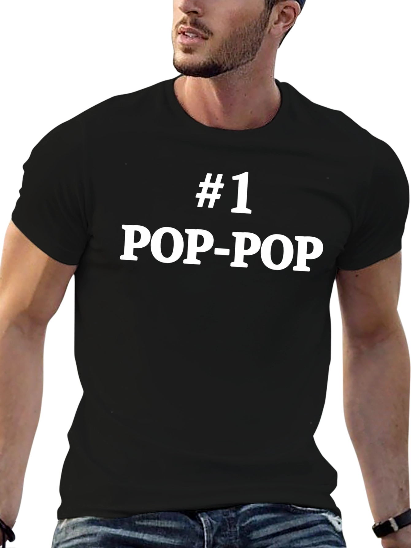 #1 Pop-Pop Black Graphic T-Shirt