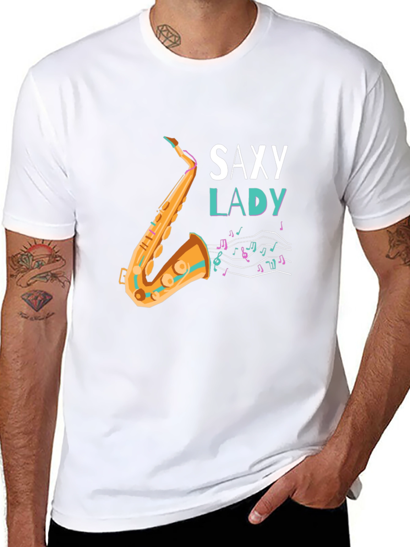 Saxy Lady Graphic Tee - Music Lovers T-Shirt