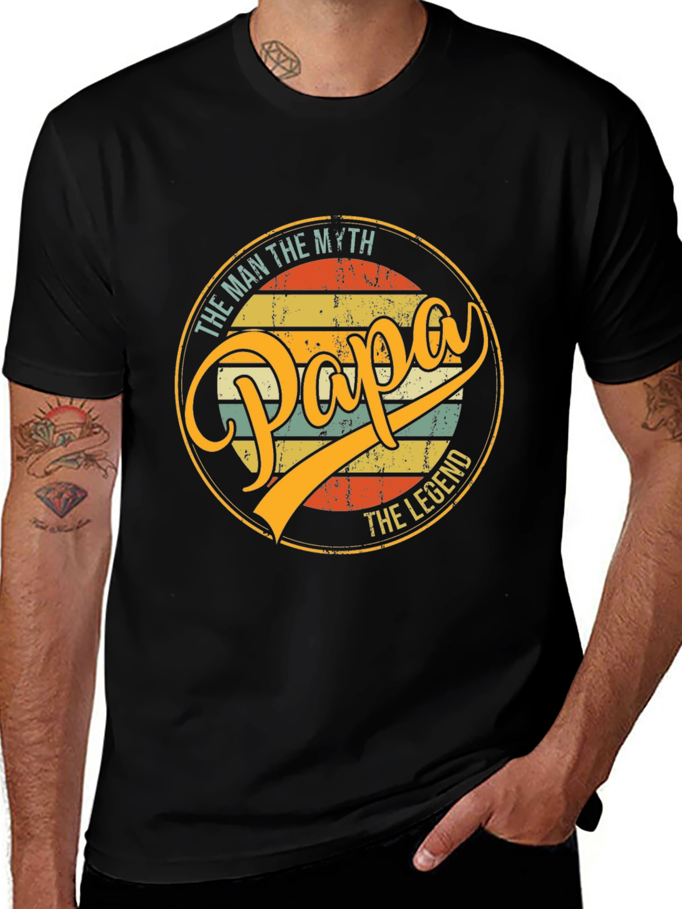 Papa The Man The Myth The Legend Black T-Shirt