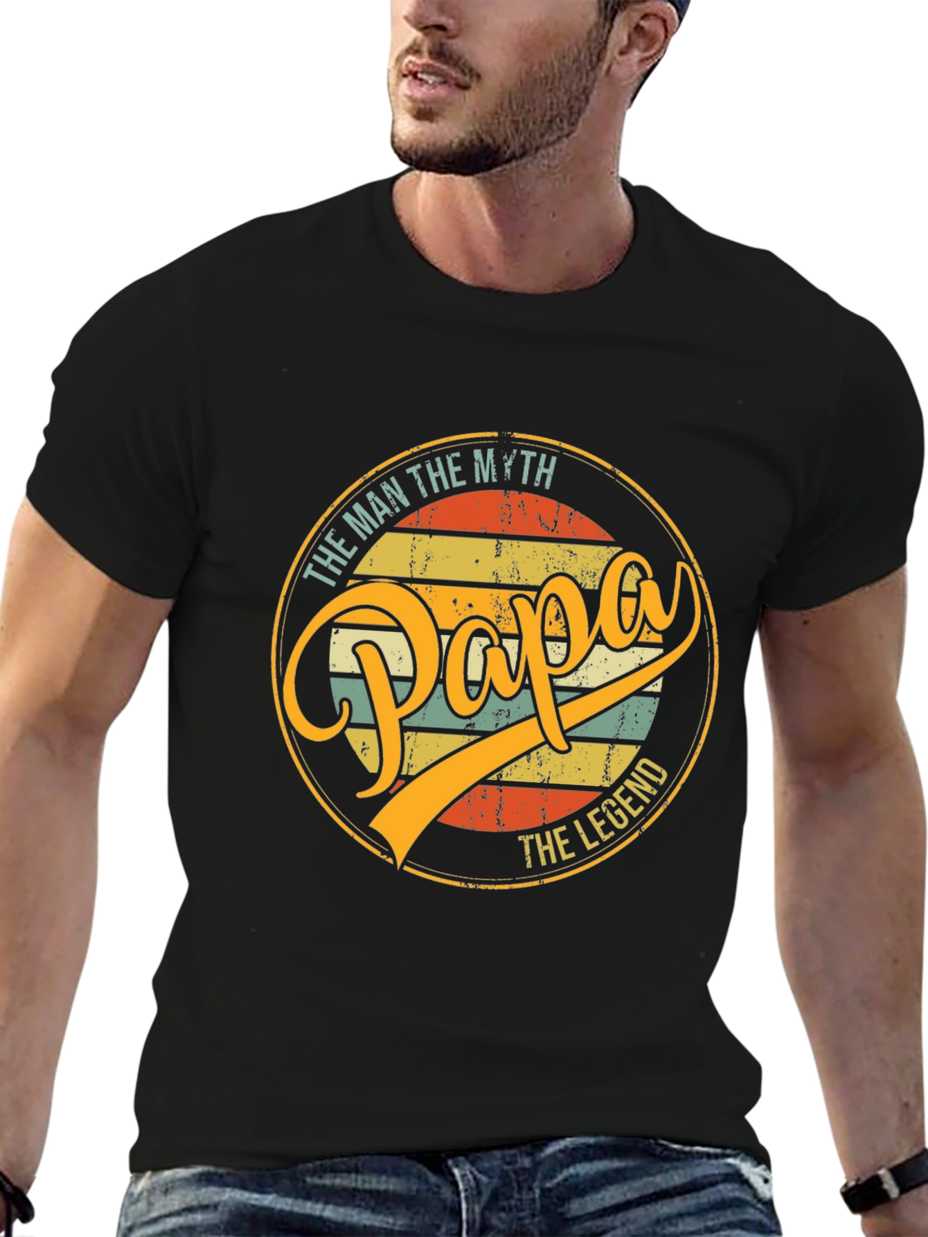 Papa The Man The Myth The Legend Black T-Shirt