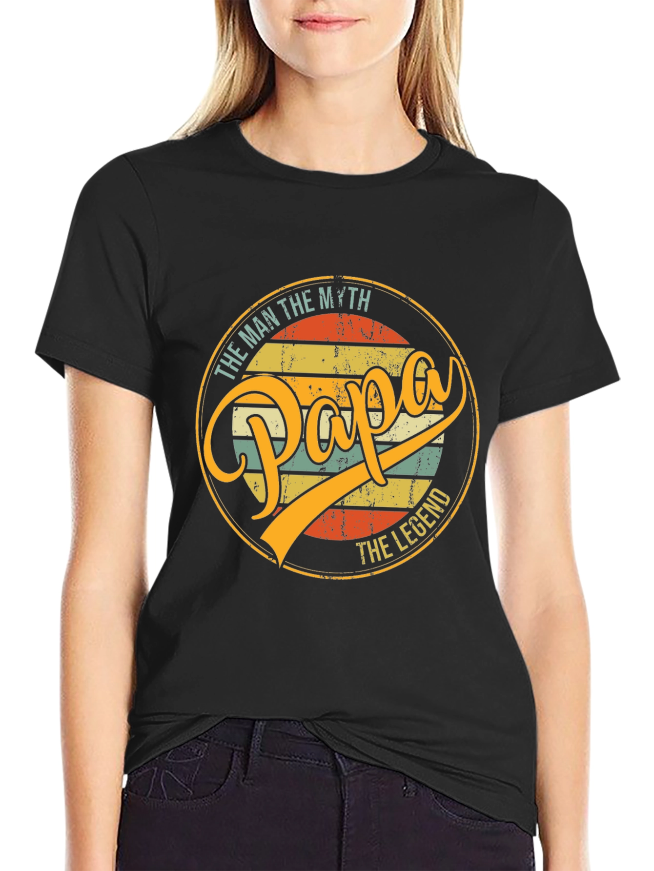 Papa The Man The Myth The Legend Black T-Shirt