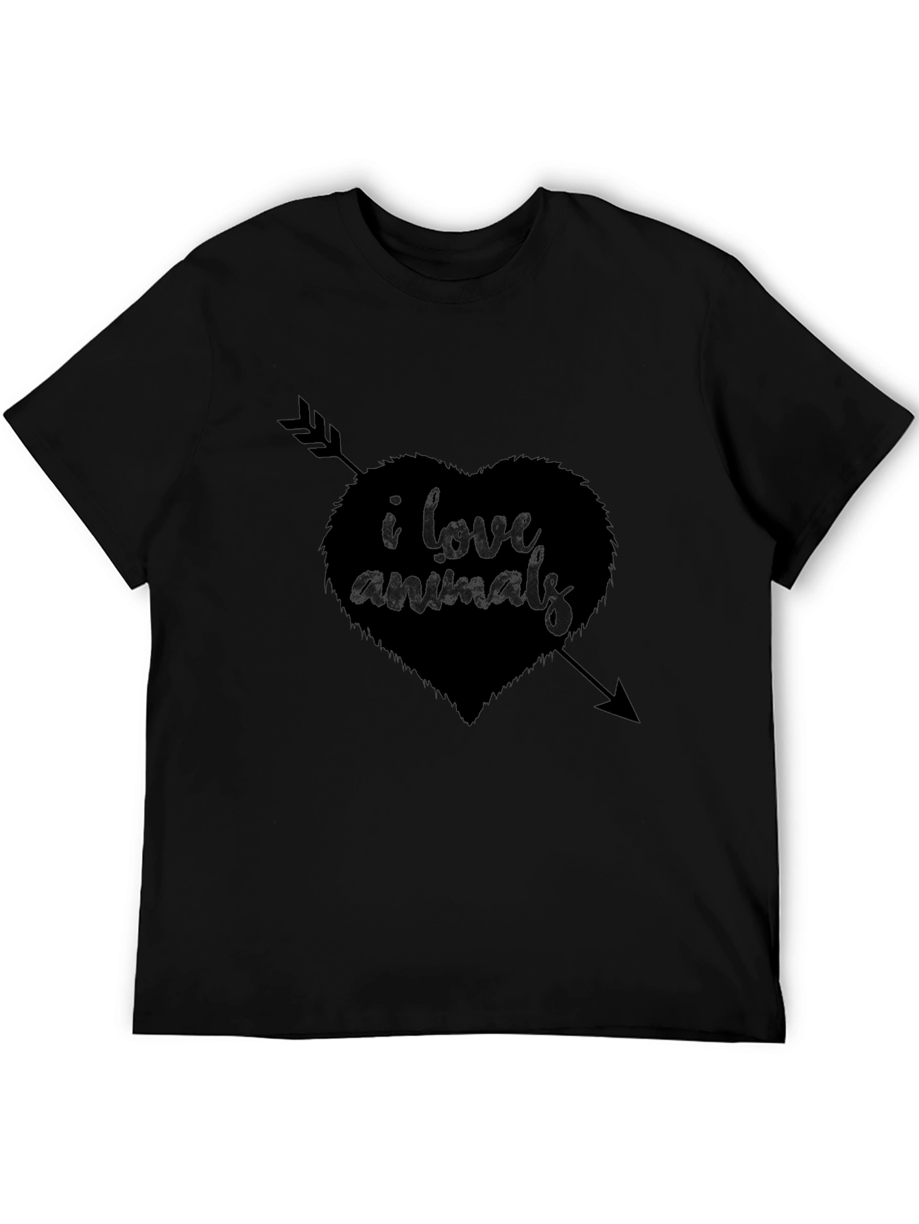 I Love Animals Heart Arrow Graphic Tee - Black
