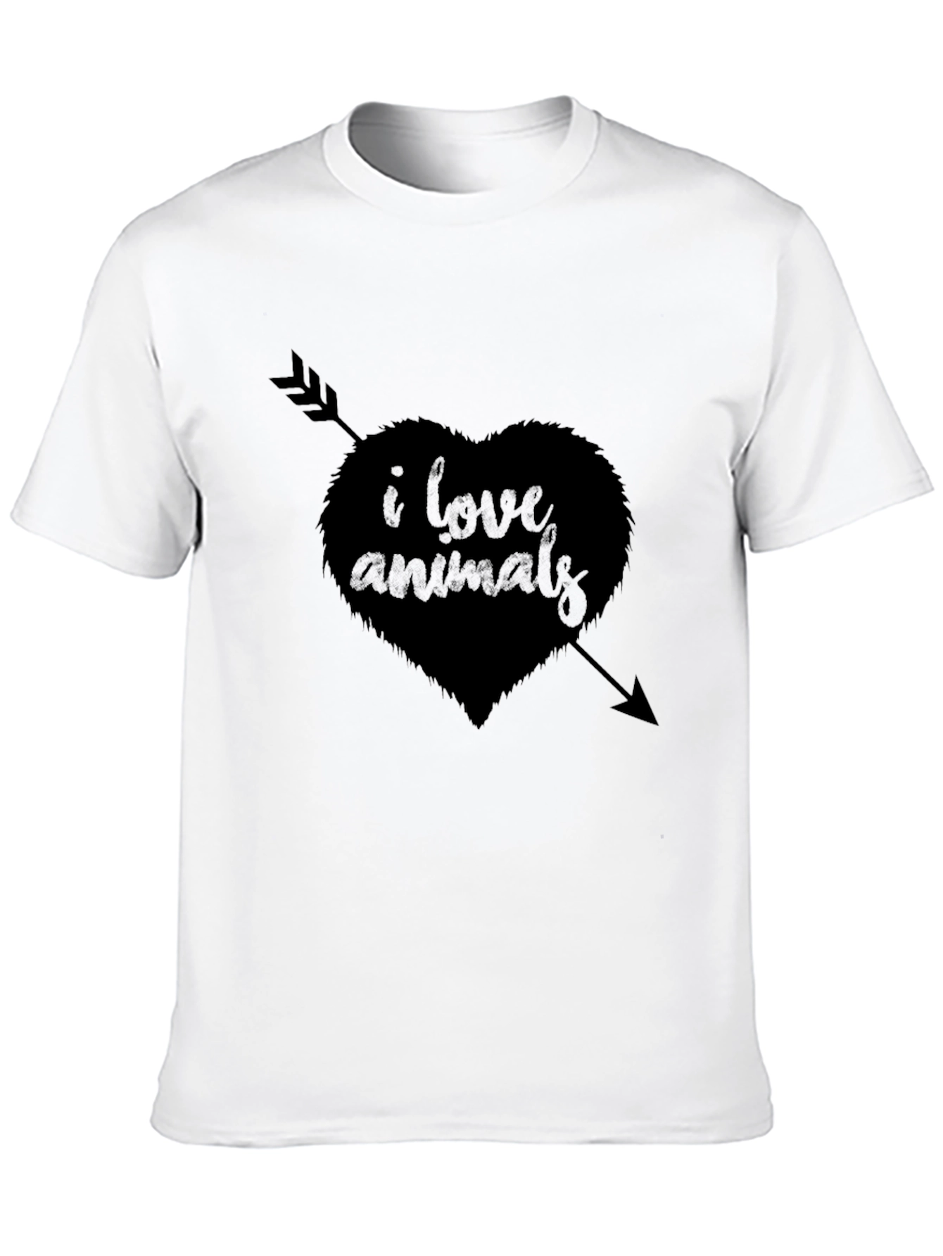 I Love Animals Heart Arrow Graphic Tee - Black