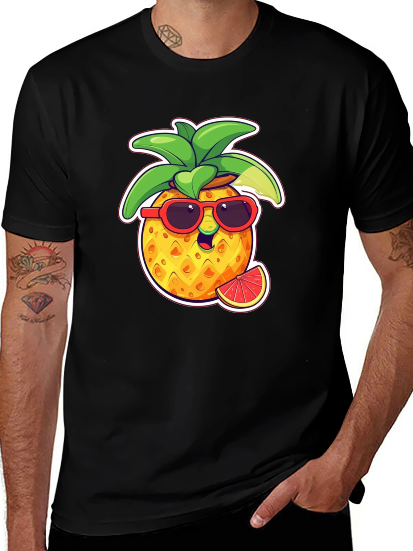 Cool Pineapple Graphic Tee - Black