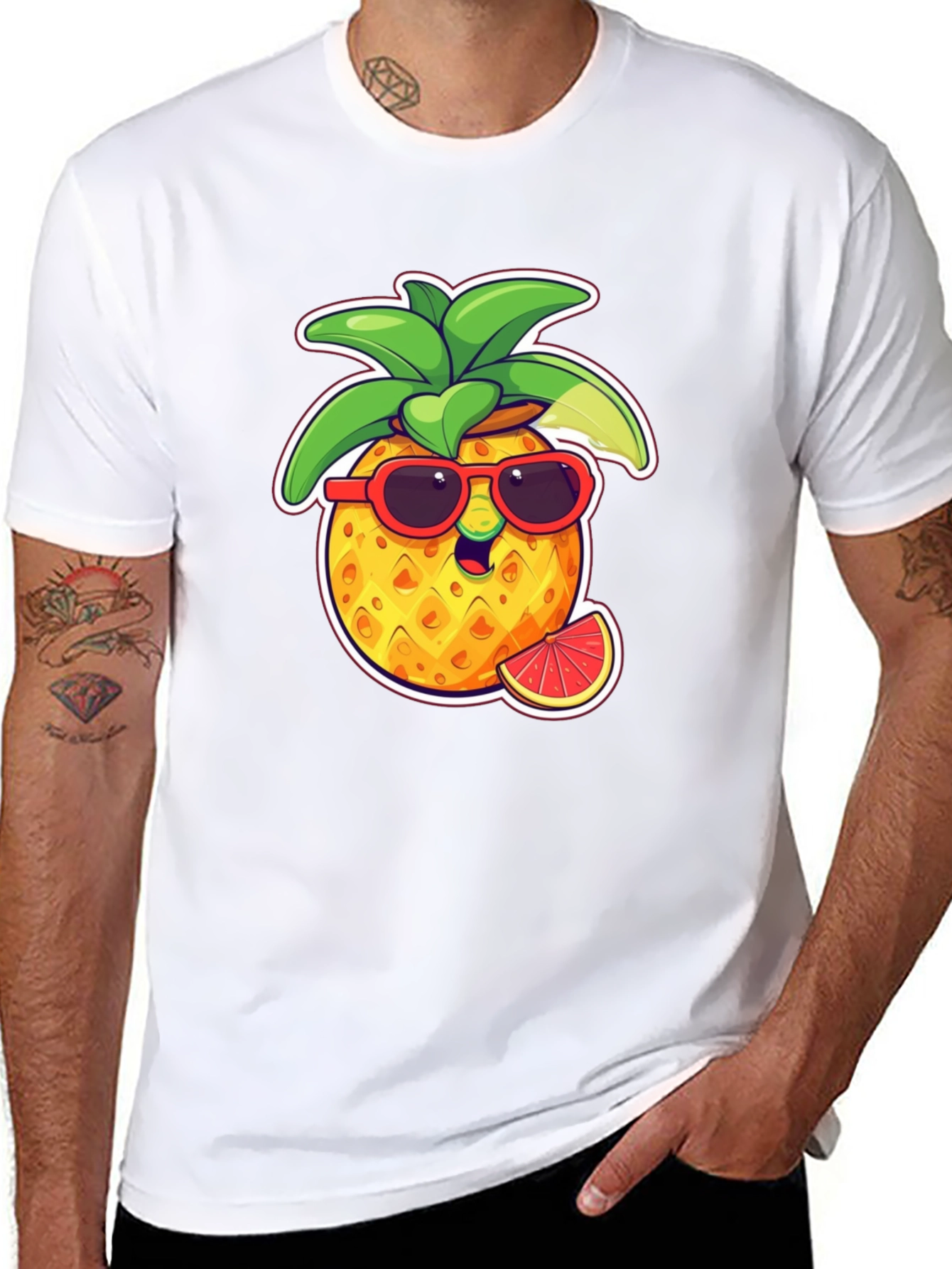 Cool Pineapple Graphic Tee - Black