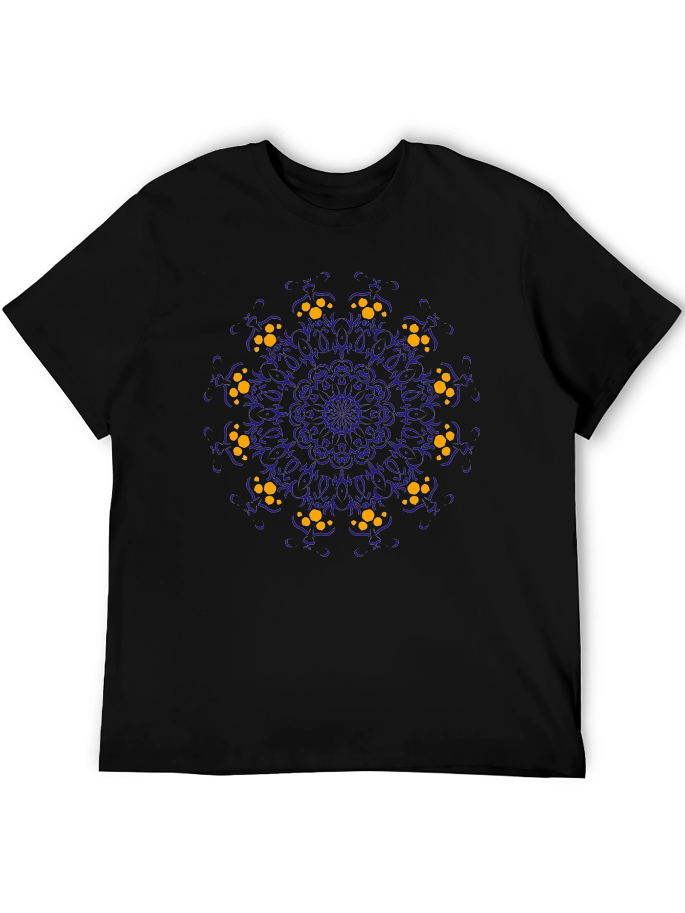 Black T-Shirt with Mandala Art Print