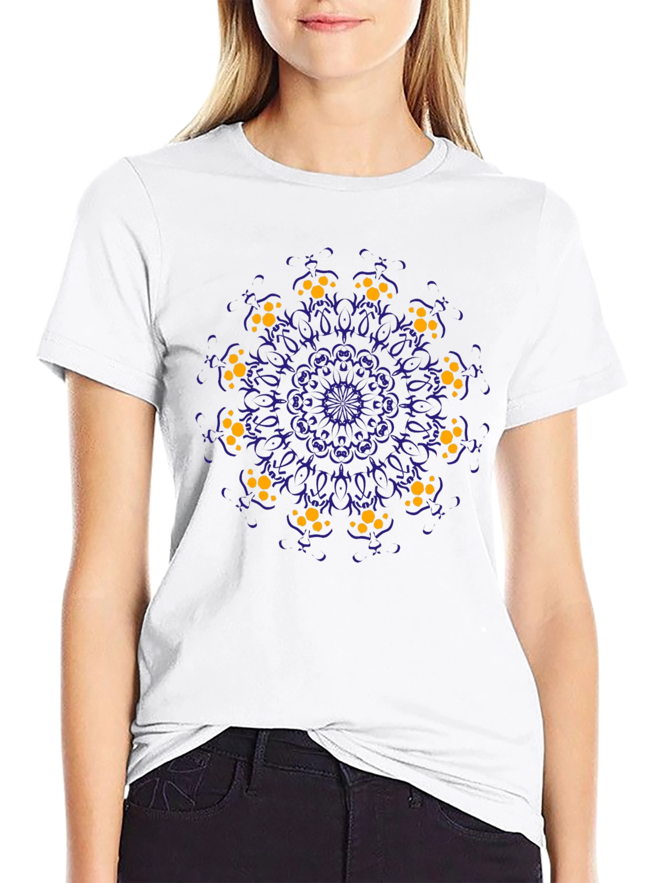 Black T-Shirt with Mandala Art Print