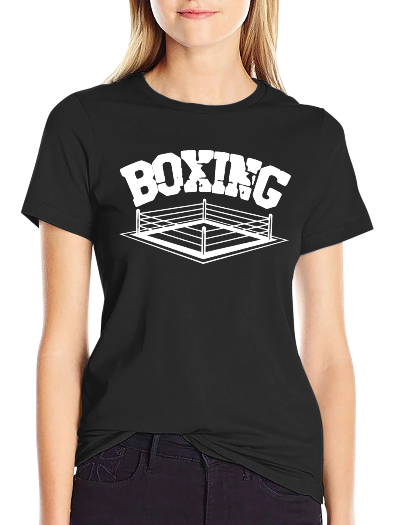 Boxing Ring Graphic Tee - Black Cotton T-Shirt