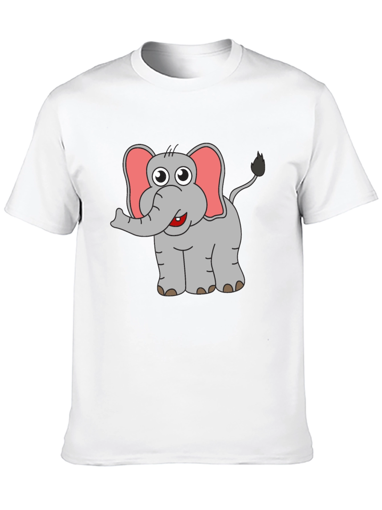 Cartoon Elephant Graphic T-Shirt - Black Cotton Tee