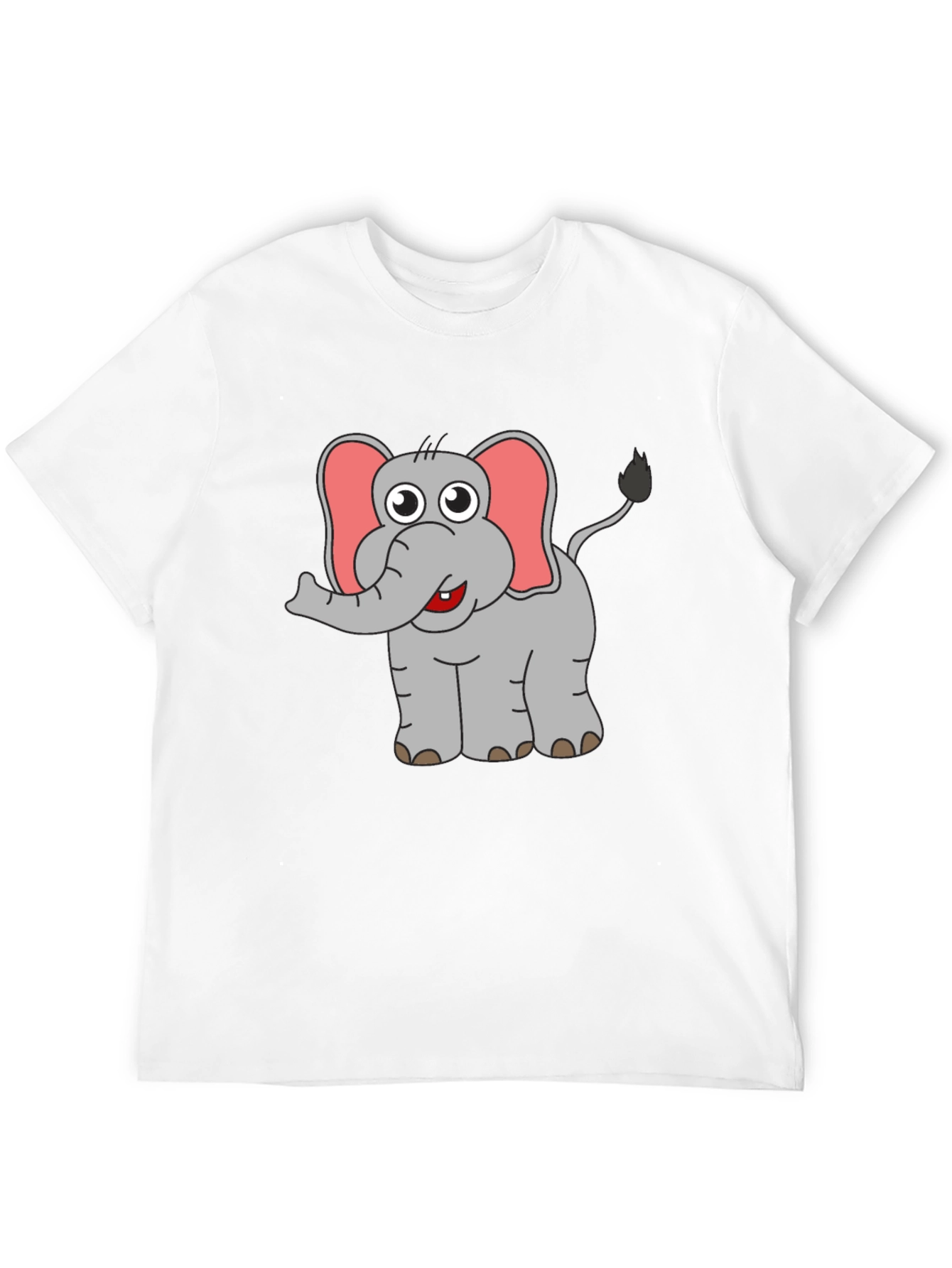 Cartoon Elephant Graphic T-Shirt - Black Cotton Tee