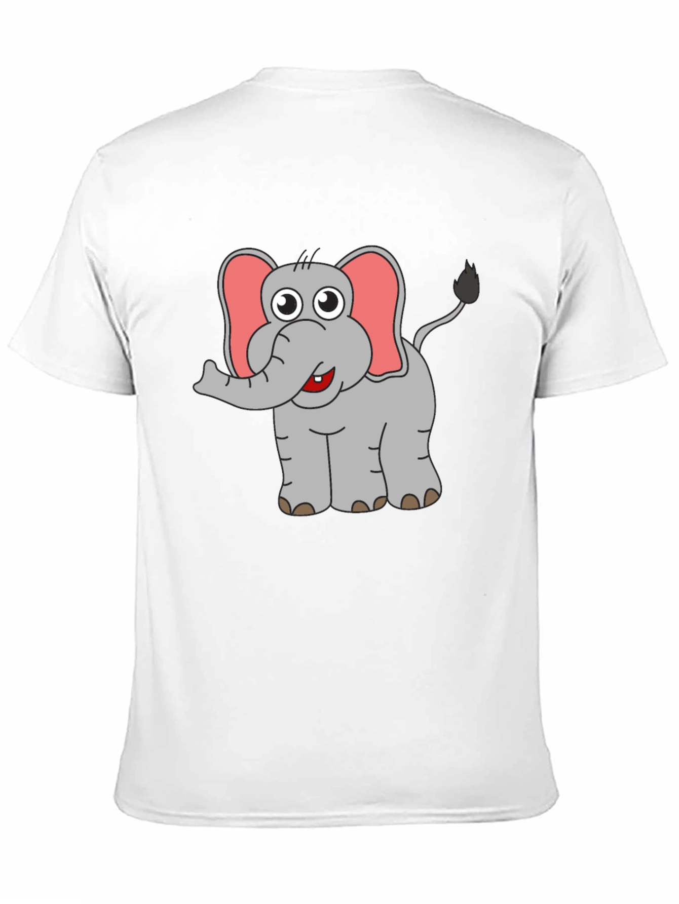 Cartoon Elephant Graphic T-Shirt - Black Cotton Tee