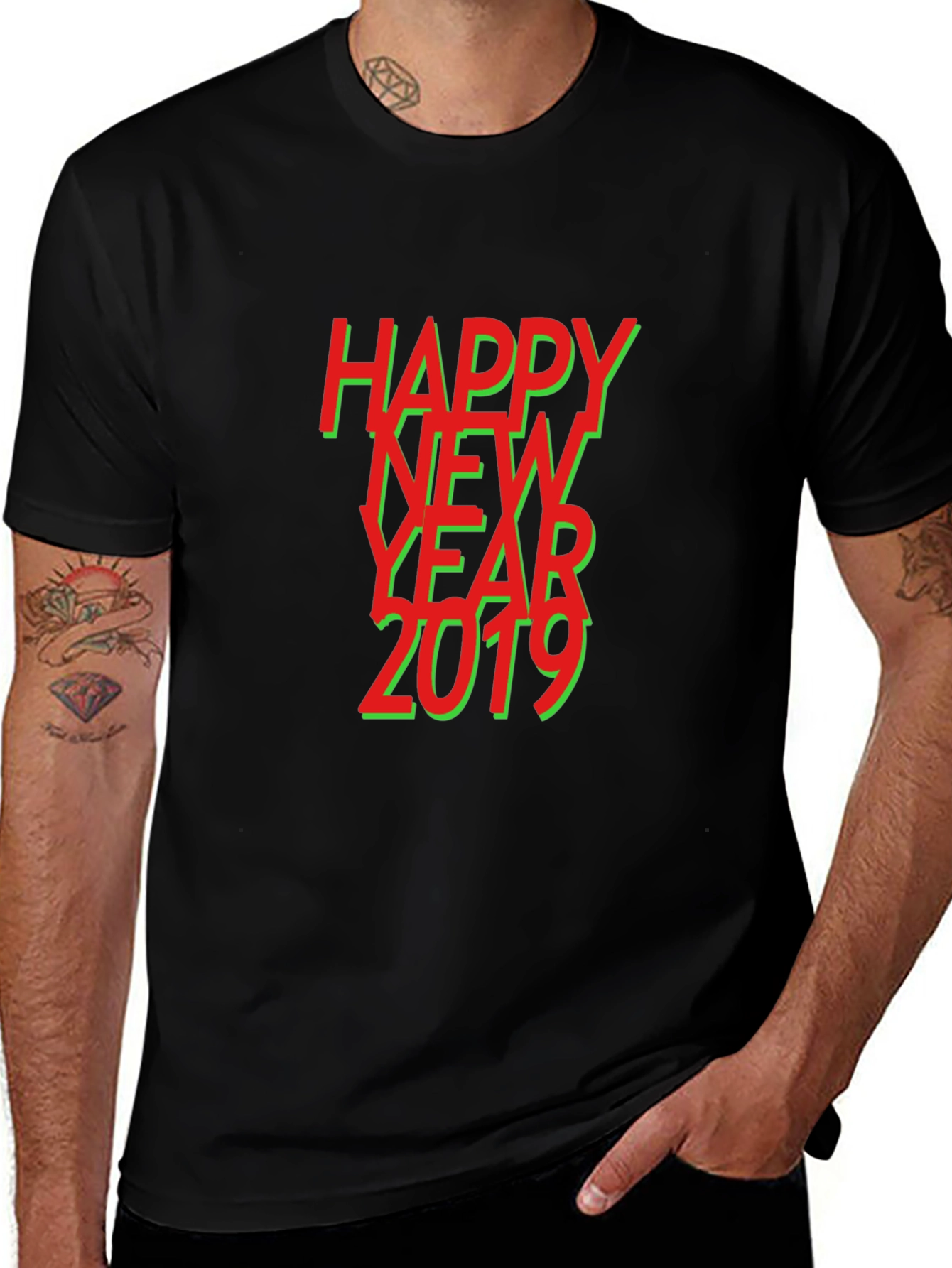 Happy New Year 2019 Graphic Tee - Black