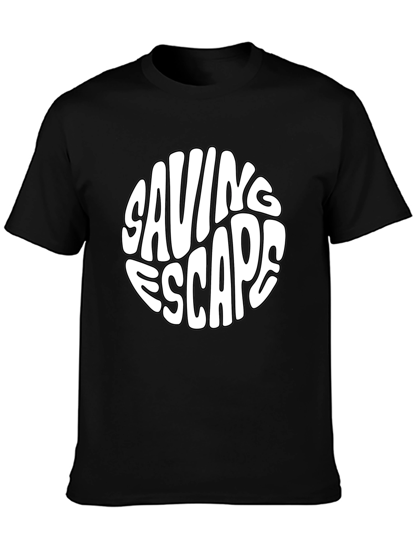 Saving Escape Graphic Print Black T-Shirt