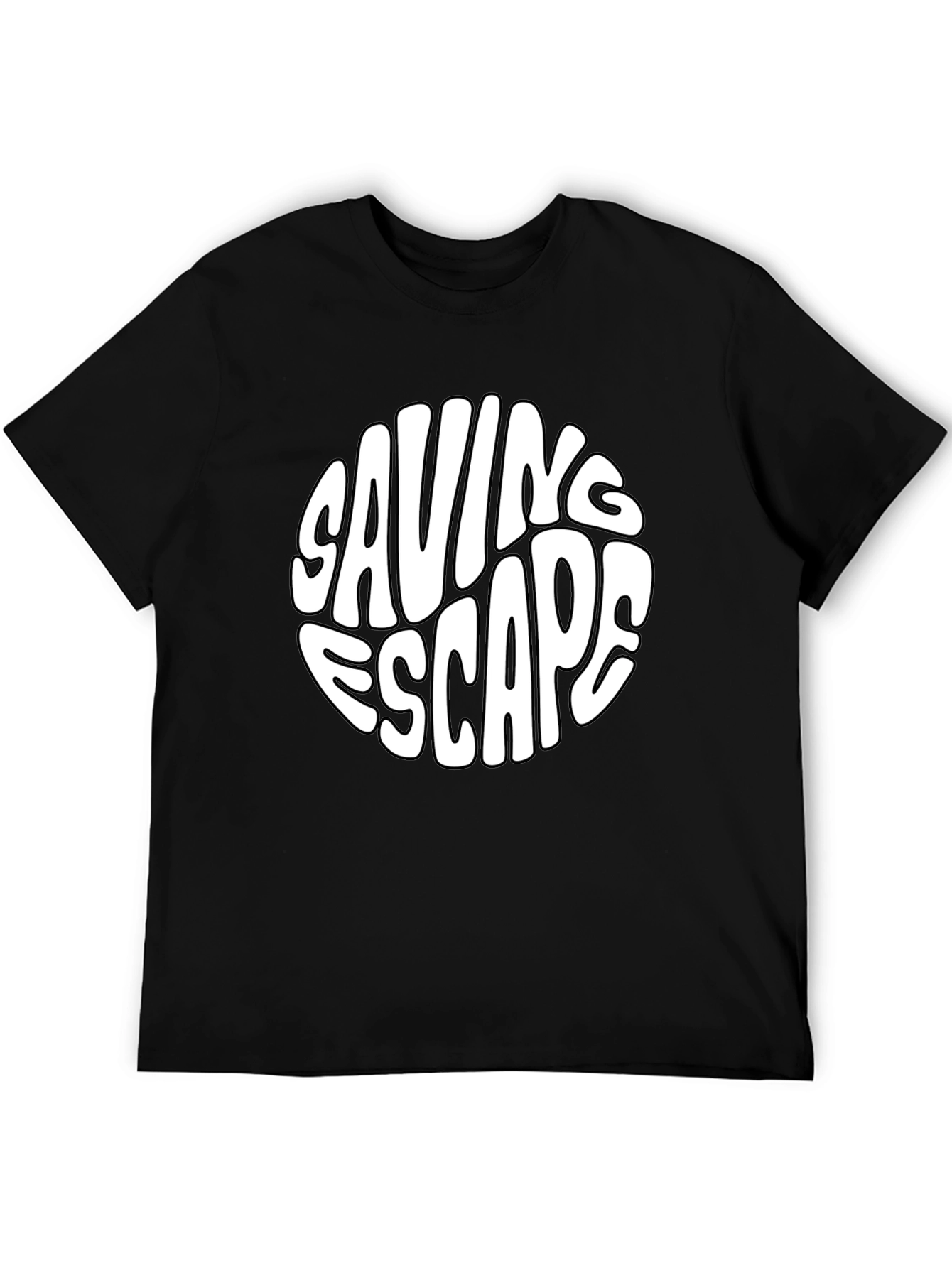 Saving Escape Graphic Print Black T-Shirt