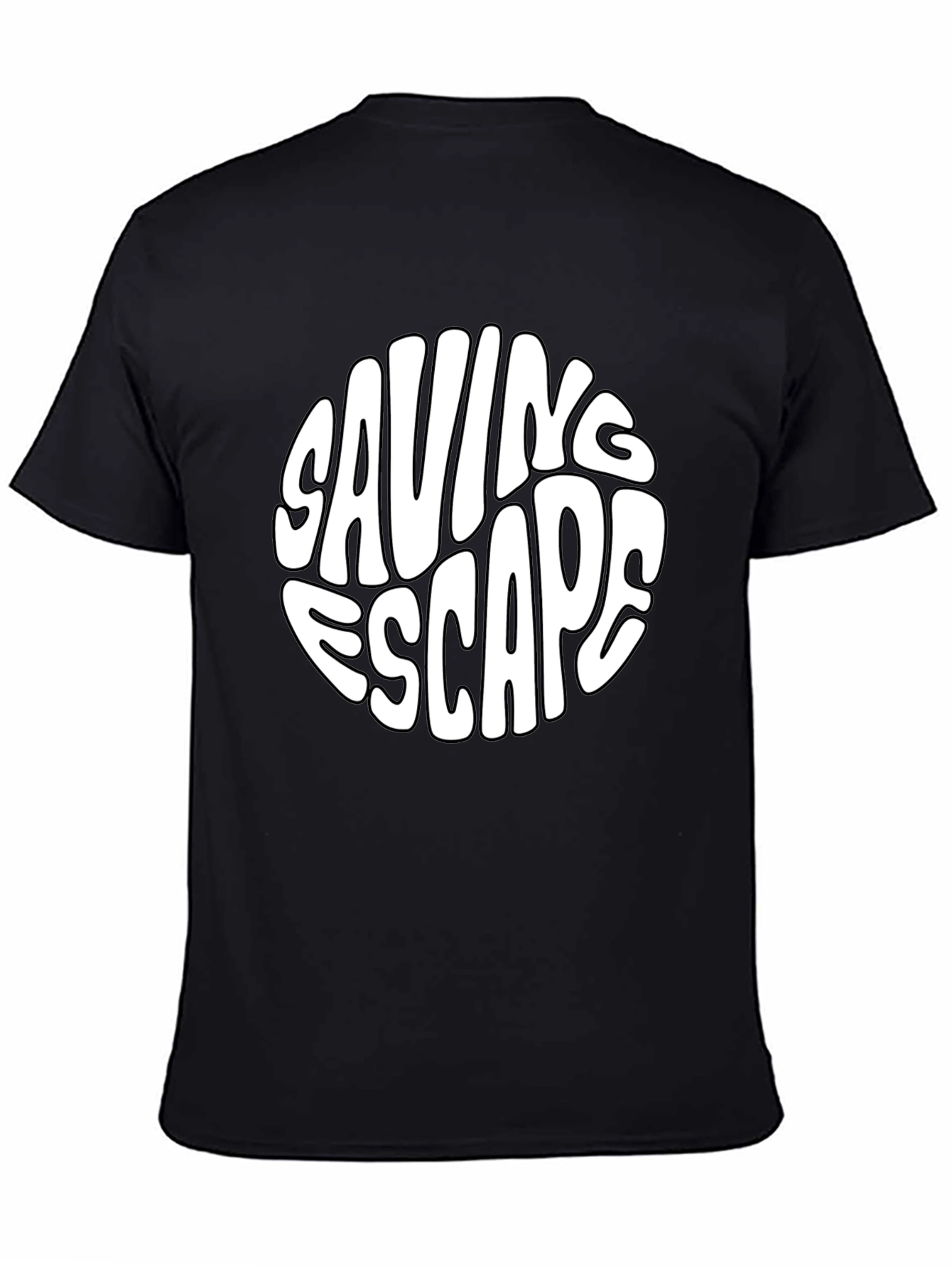 Saving Escape Graphic Print Black T-Shirt