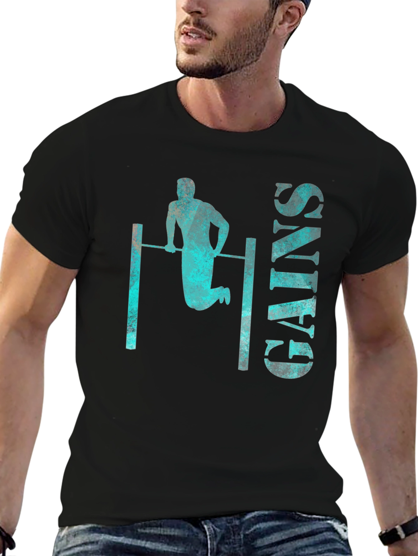Gains Graphic Tee - Workout Fitness Shirt