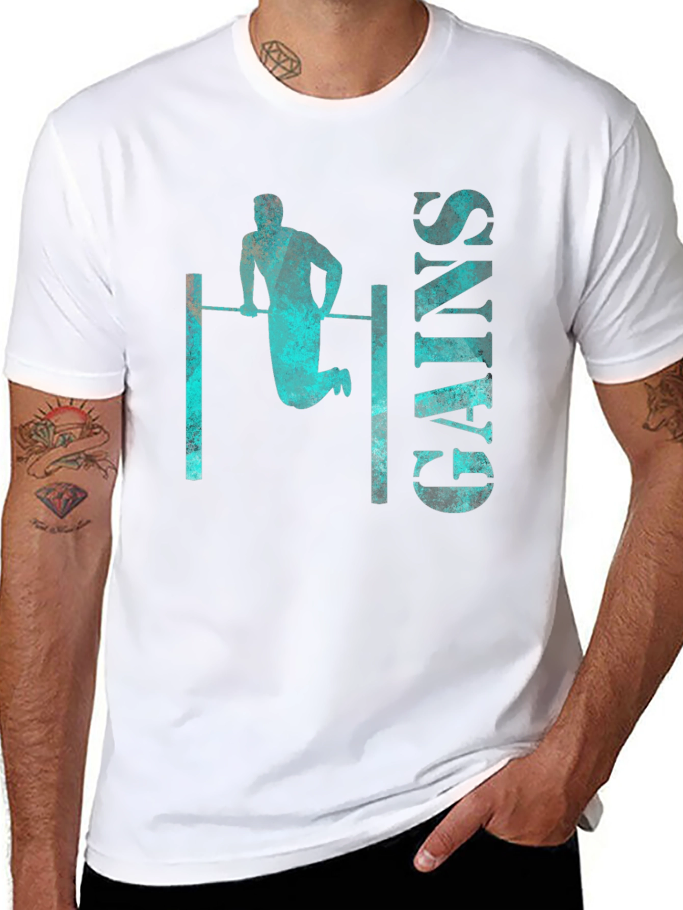 Gains Graphic Tee - Workout Fitness Shirt