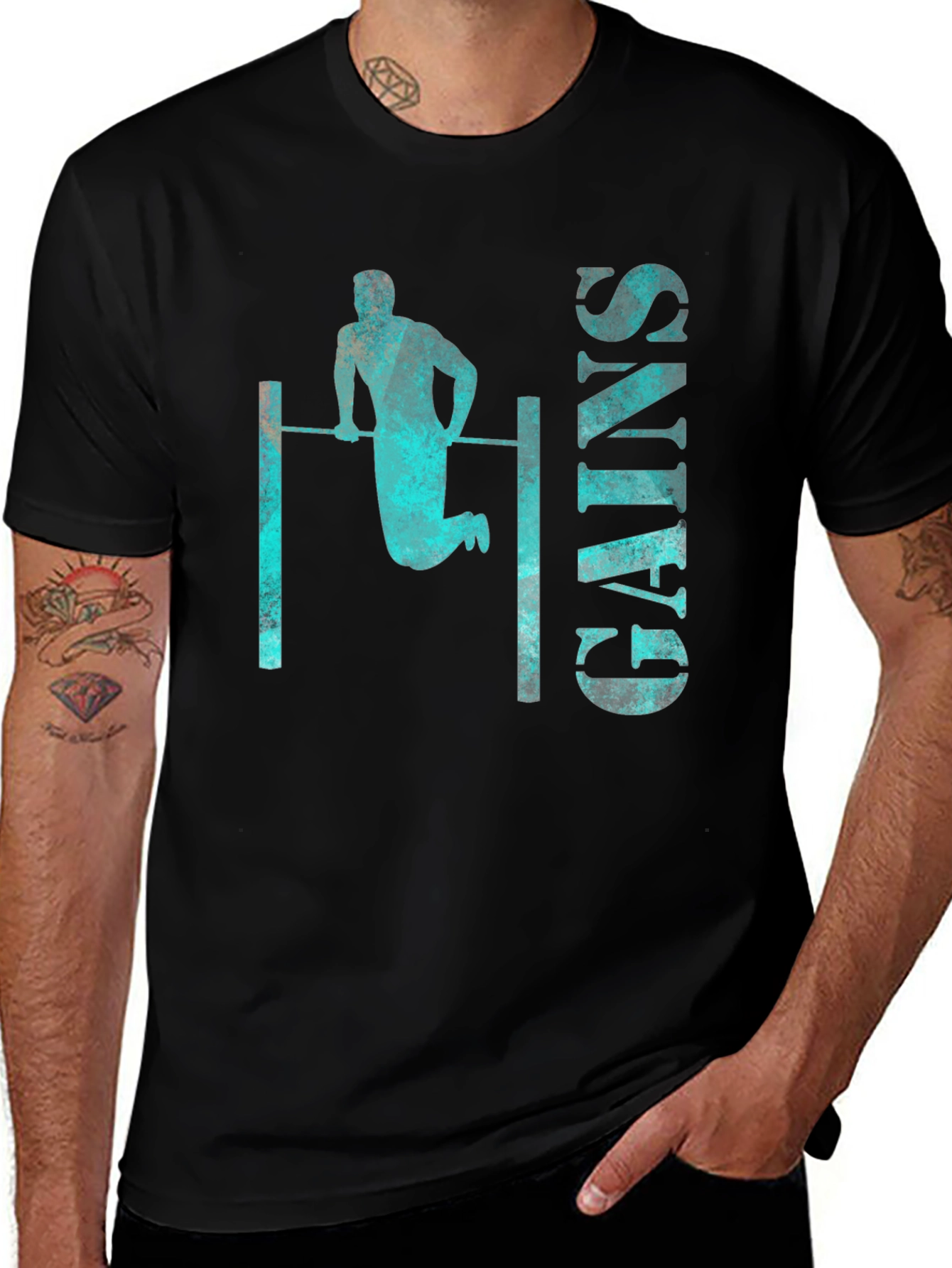 Gains Graphic Tee - Workout Fitness Shirt