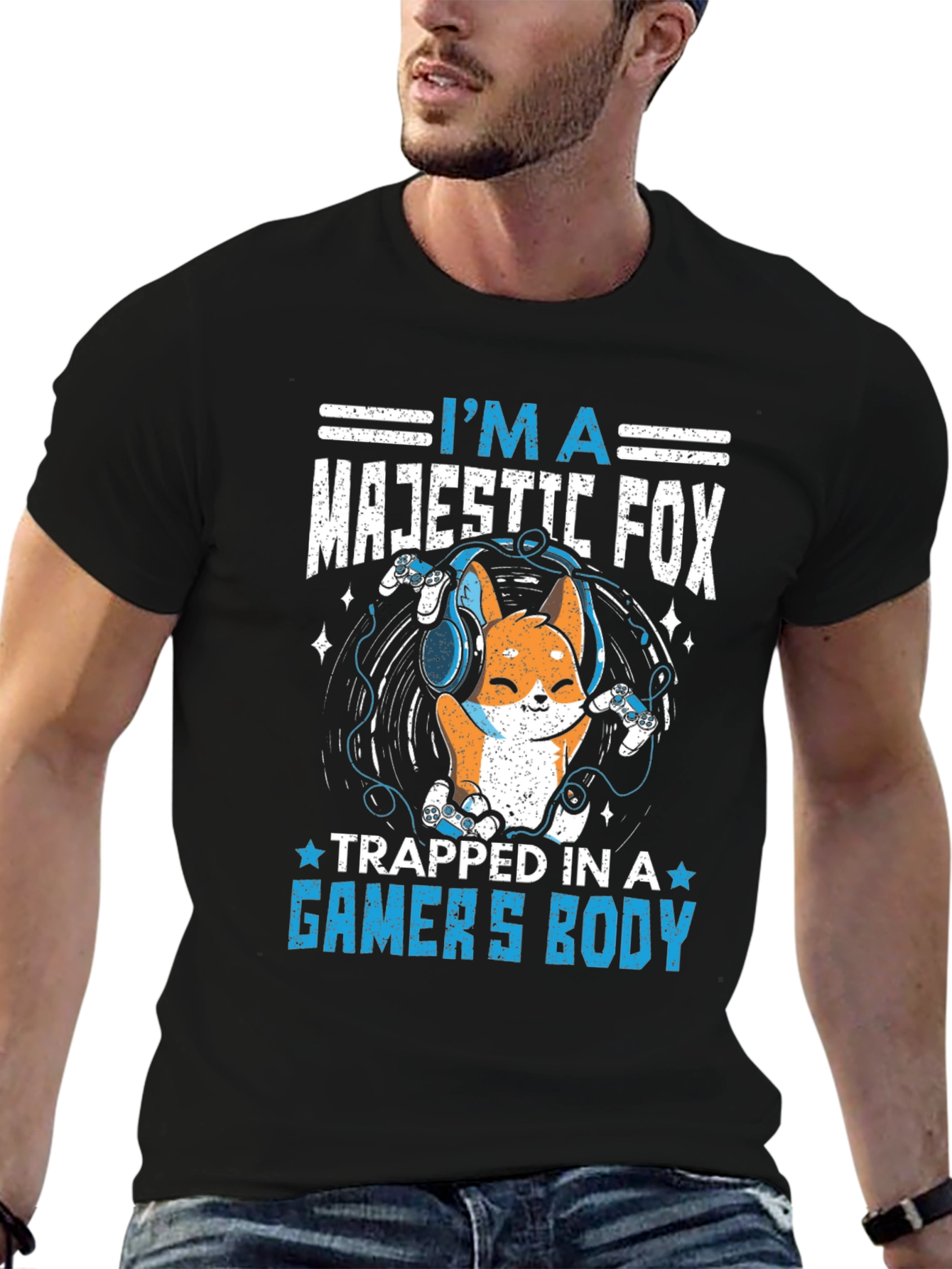 Majestic Gamer Fox Black T-Shirt