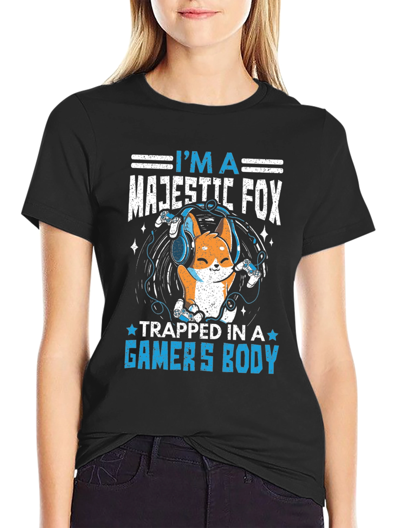 Majestic Gamer Fox Black T-Shirt