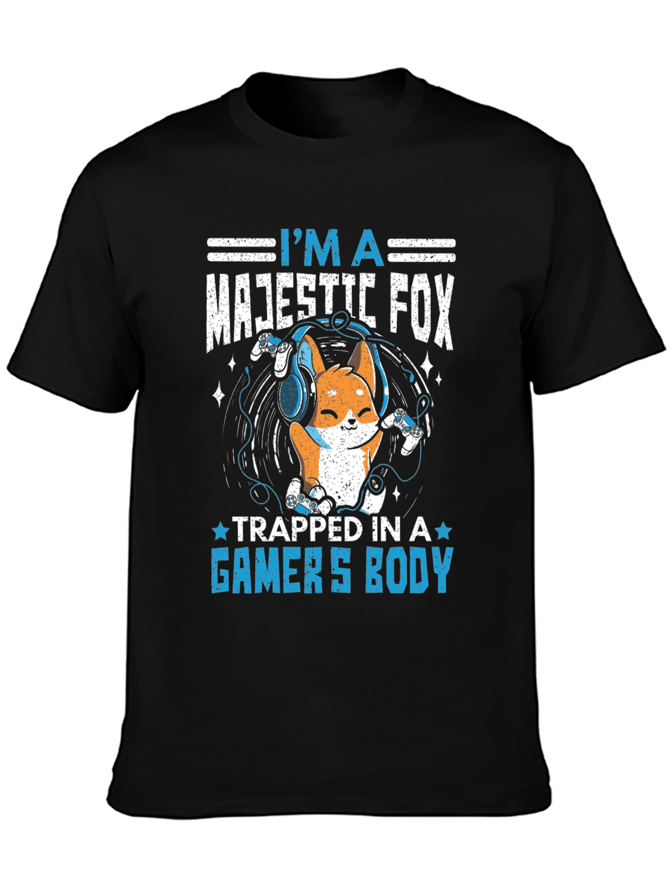 Majestic Gamer Fox Black T-Shirt
