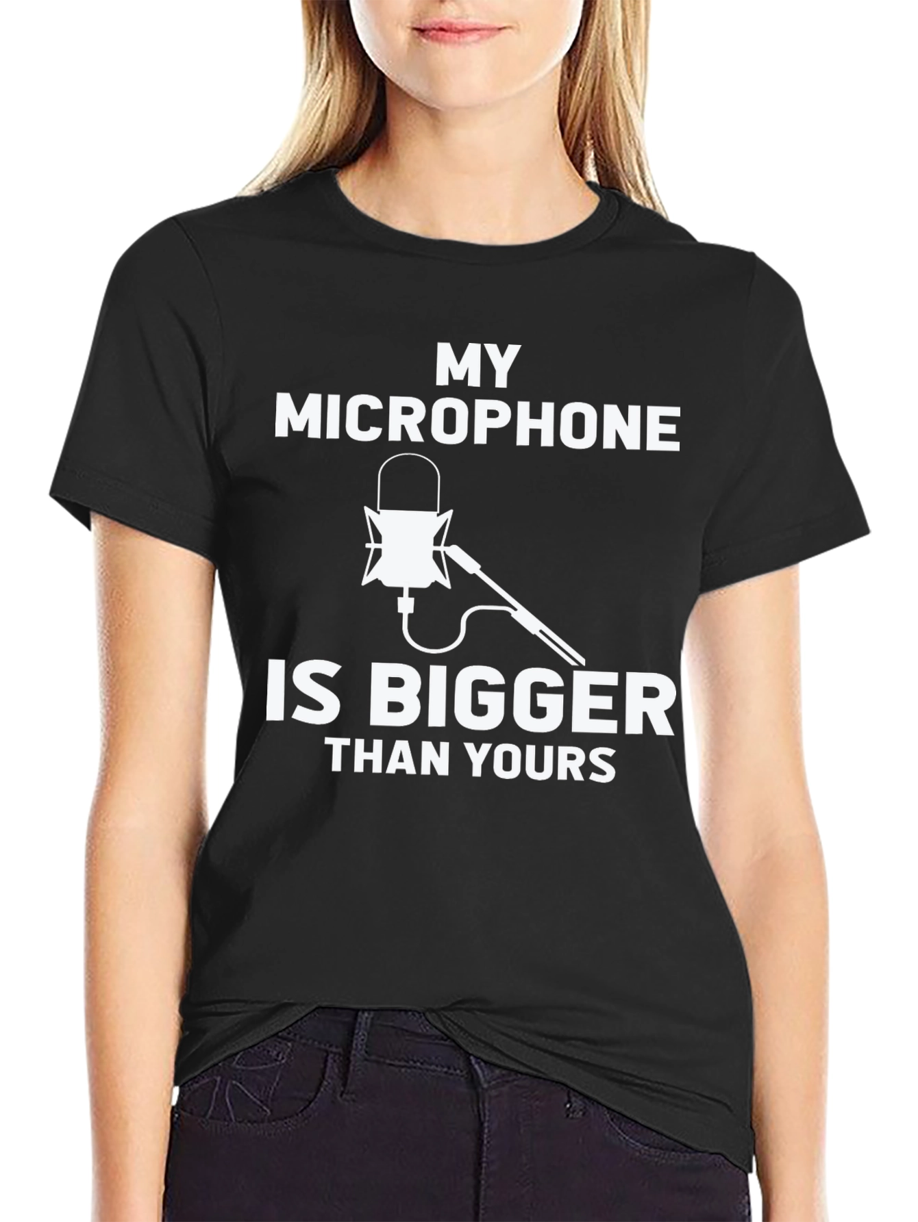 My Microphone Is Bigger Than Yours Black T-Shirt