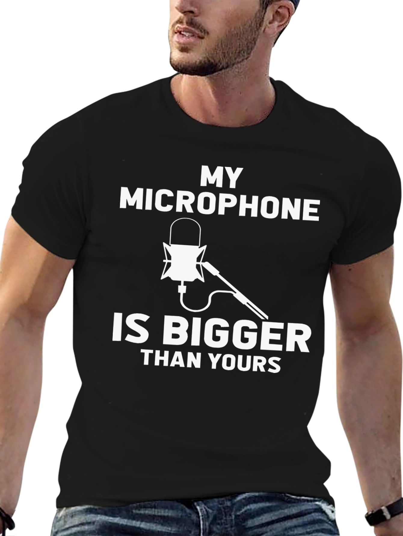 My Microphone Is Bigger Than Yours Black T-Shirt