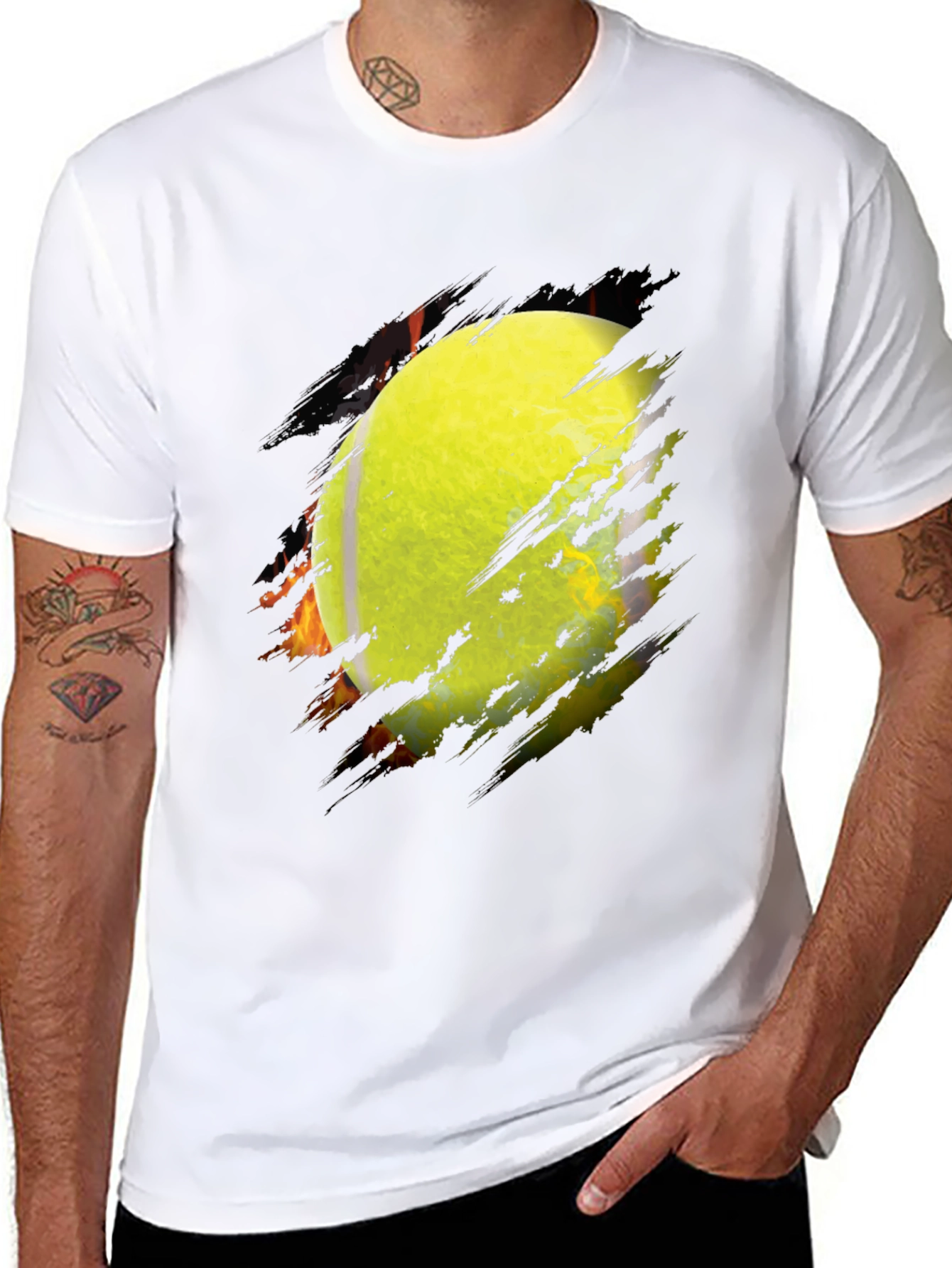 Fiery Tennis Ball Graphic Tee