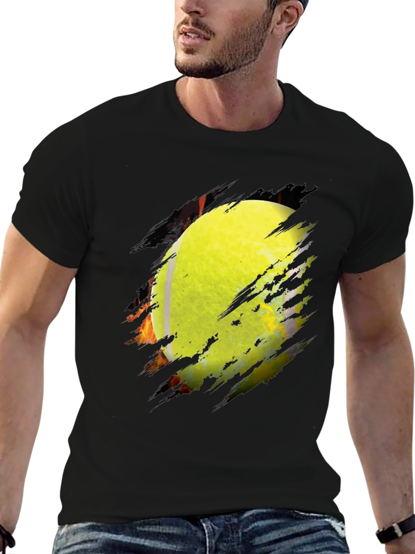 Fiery Tennis Ball Graphic Tee